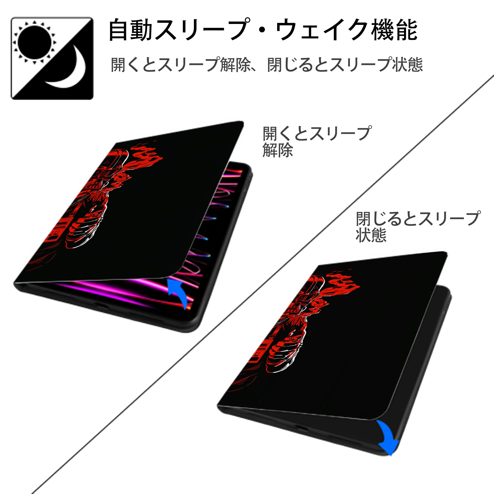 スター・ウォーズ Star Wars IPad ケース ブック型 PUレザー TPU 耐衝撃 軽量 薄型 ペン収納なし 全面保護 IPad 各モデル対応