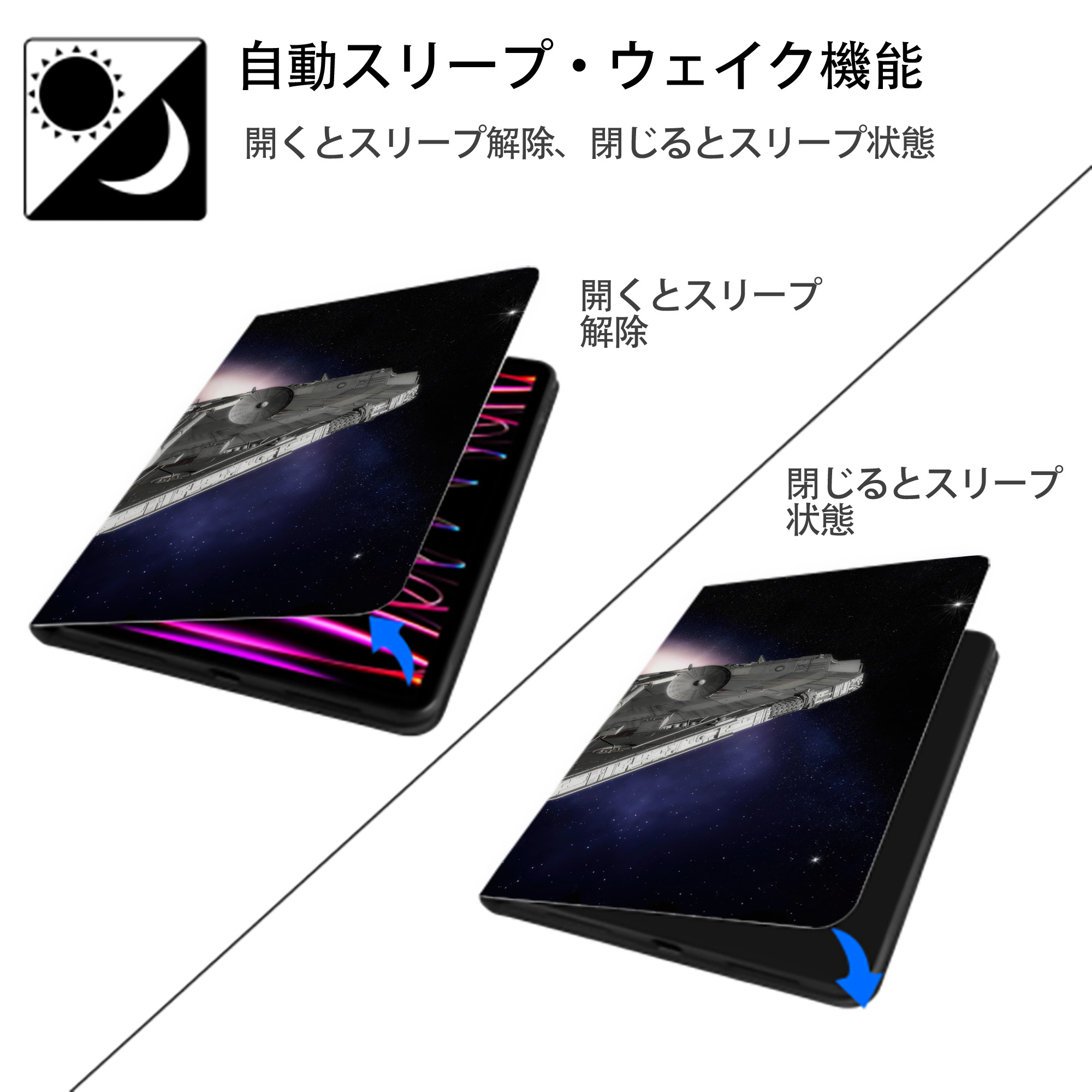 スター・ウォーズ Star Wars IPad ケース ブック型 PUレザー TPU 耐衝撃 軽量 薄型 ペン収納なし 全面保護 IPad 各モデル対応