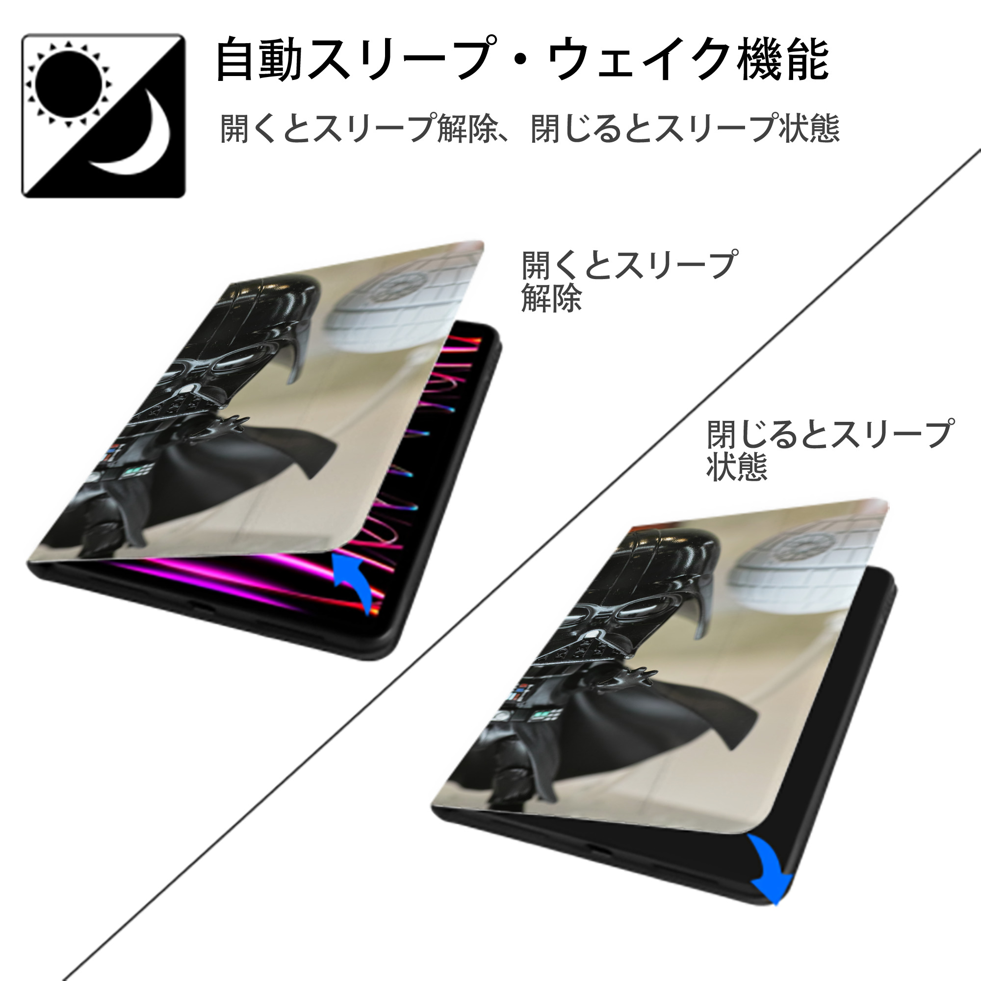 スター・ウォーズ Star Wars IPad ケース ブック型 PUレザー TPU 耐衝撃 軽量 薄型 ペン収納なし 全面保護 IPad 各モデル対応