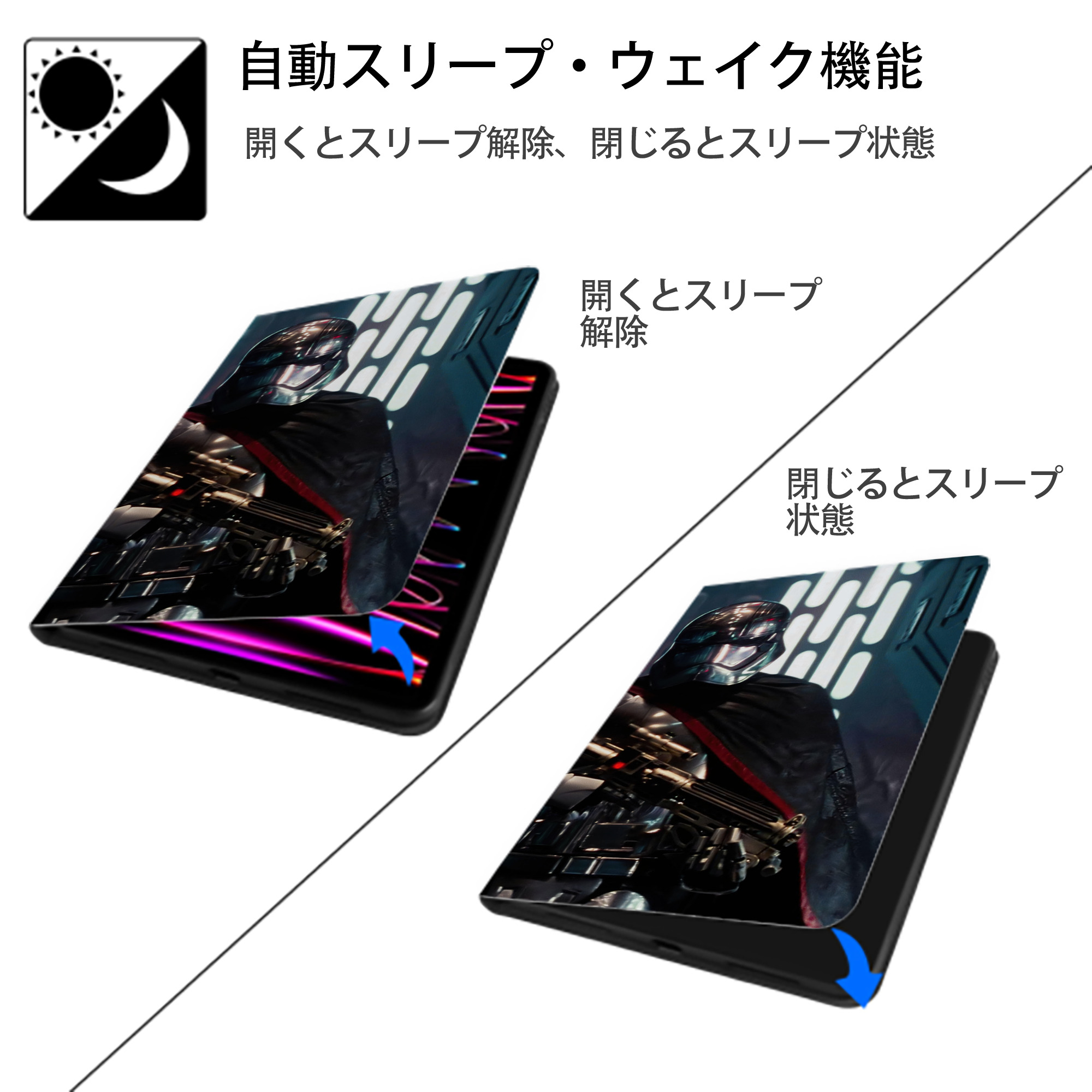スター・ウォーズ Star Wars IPad ケース ブック型 PUレザー TPU 耐衝撃 軽量 薄型 ペン収納なし 全面保護 IPad 各モデル対応