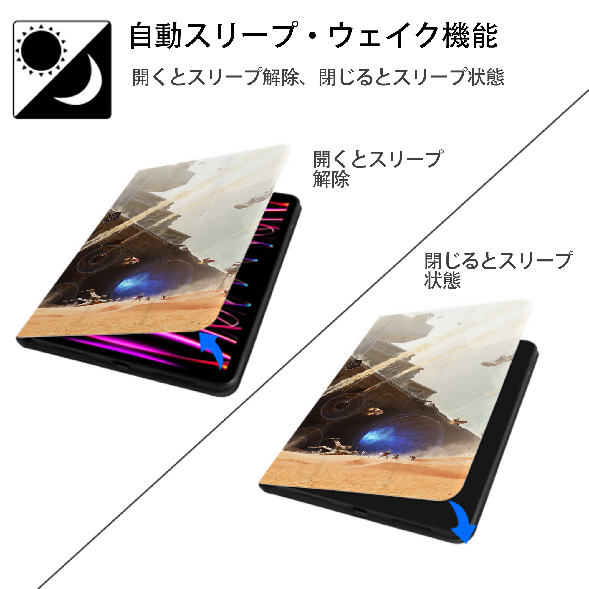 スター・ウォーズ Star Wars IPad ケース ブック型 PUレザー TPU 耐衝撃 軽量 薄型 ペン収納なし 全面保護 IPad 各モデル対応