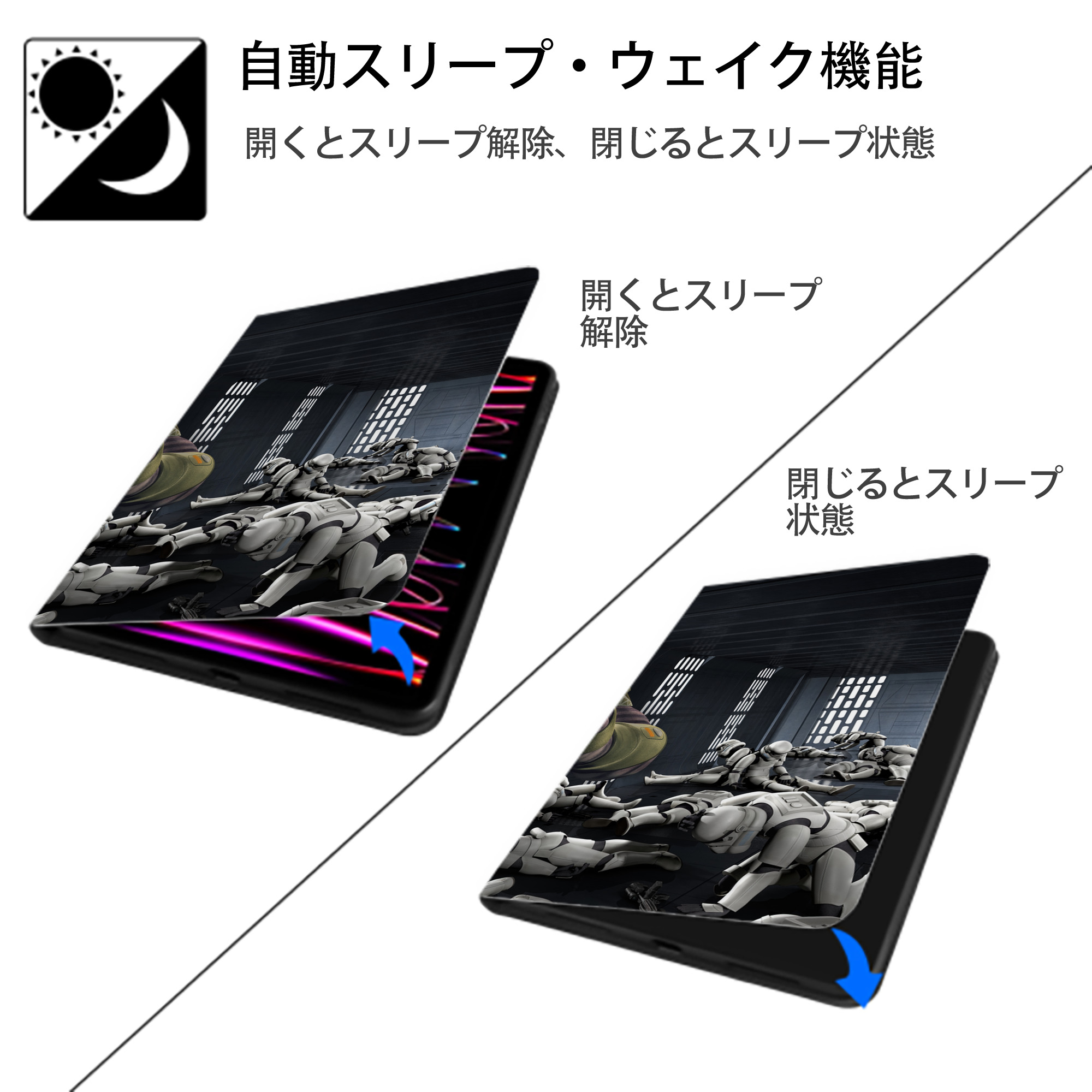 スター・ウォーズ Star Wars IPad ケース ブック型 PUレザー TPU 耐衝撃 軽量 薄型 ペン収納なし 全面保護 IPad 各モデル対応