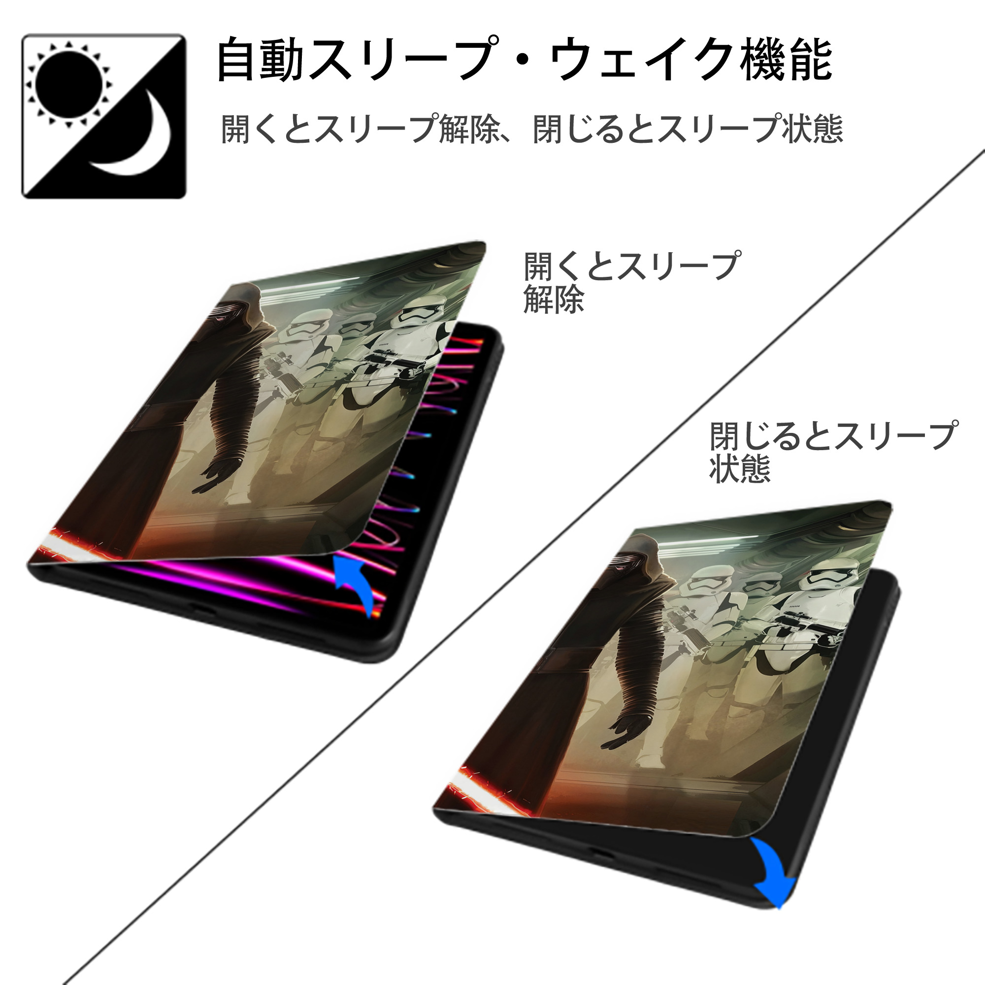 スター・ウォーズ Star Wars IPad ケース ブック型 PUレザー TPU 耐衝撃 軽量 薄型 ペン収納なし 全面保護 IPad 各モデル対応