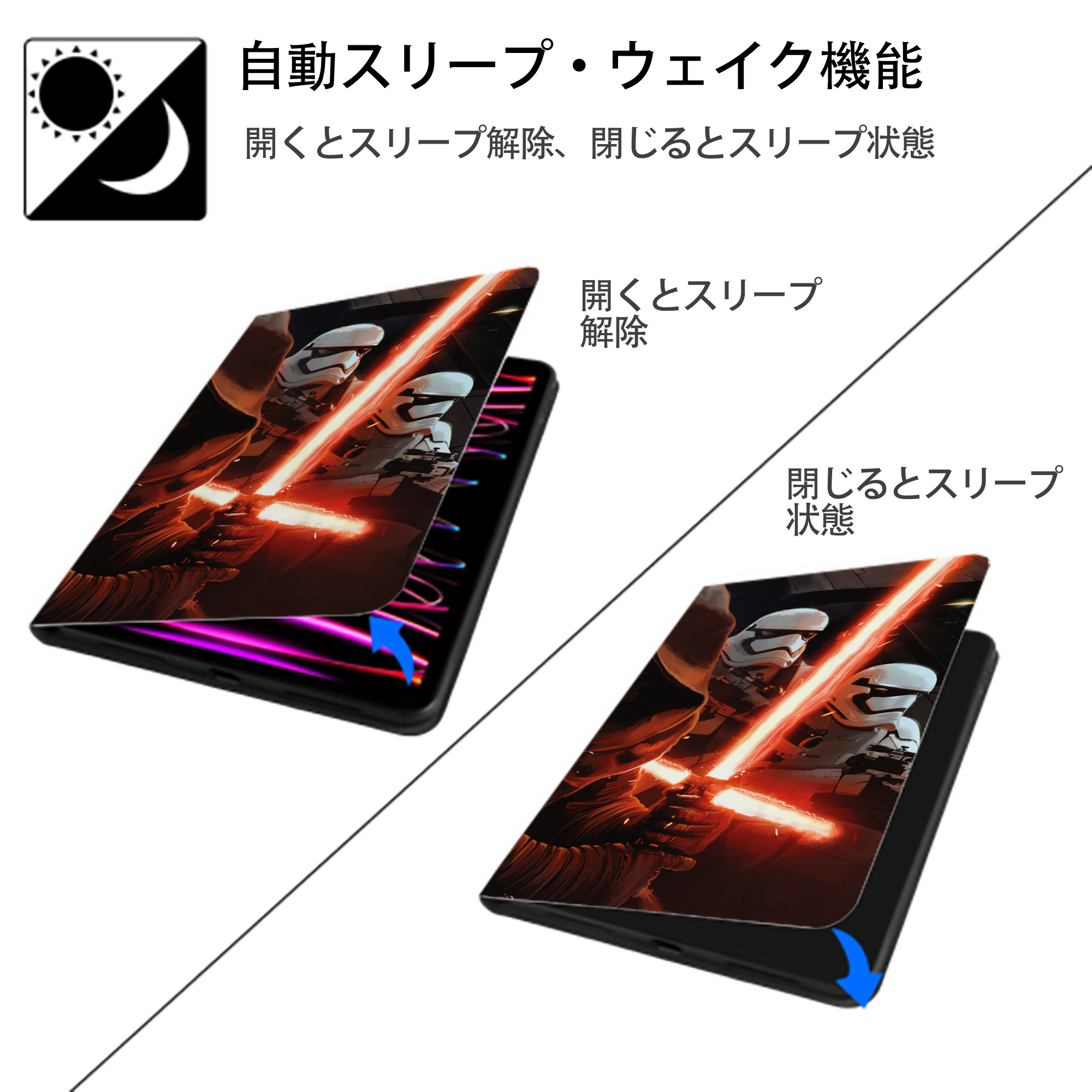スター・ウォーズ Star Wars IPad ケース ブック型 PUレザー TPU 耐衝撃 軽量 薄型 ペン収納なし 全面保護 IPad 各モデル対応