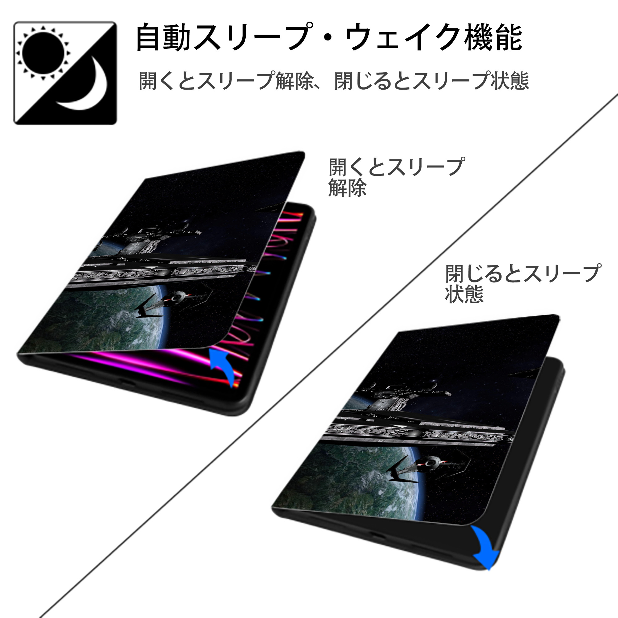 スター・ウォーズ Star Wars IPad ケース ブック型 PUレザー TPU 耐衝撃 軽量 薄型 ペン収納なし 全面保護 IPad 各モデル対応