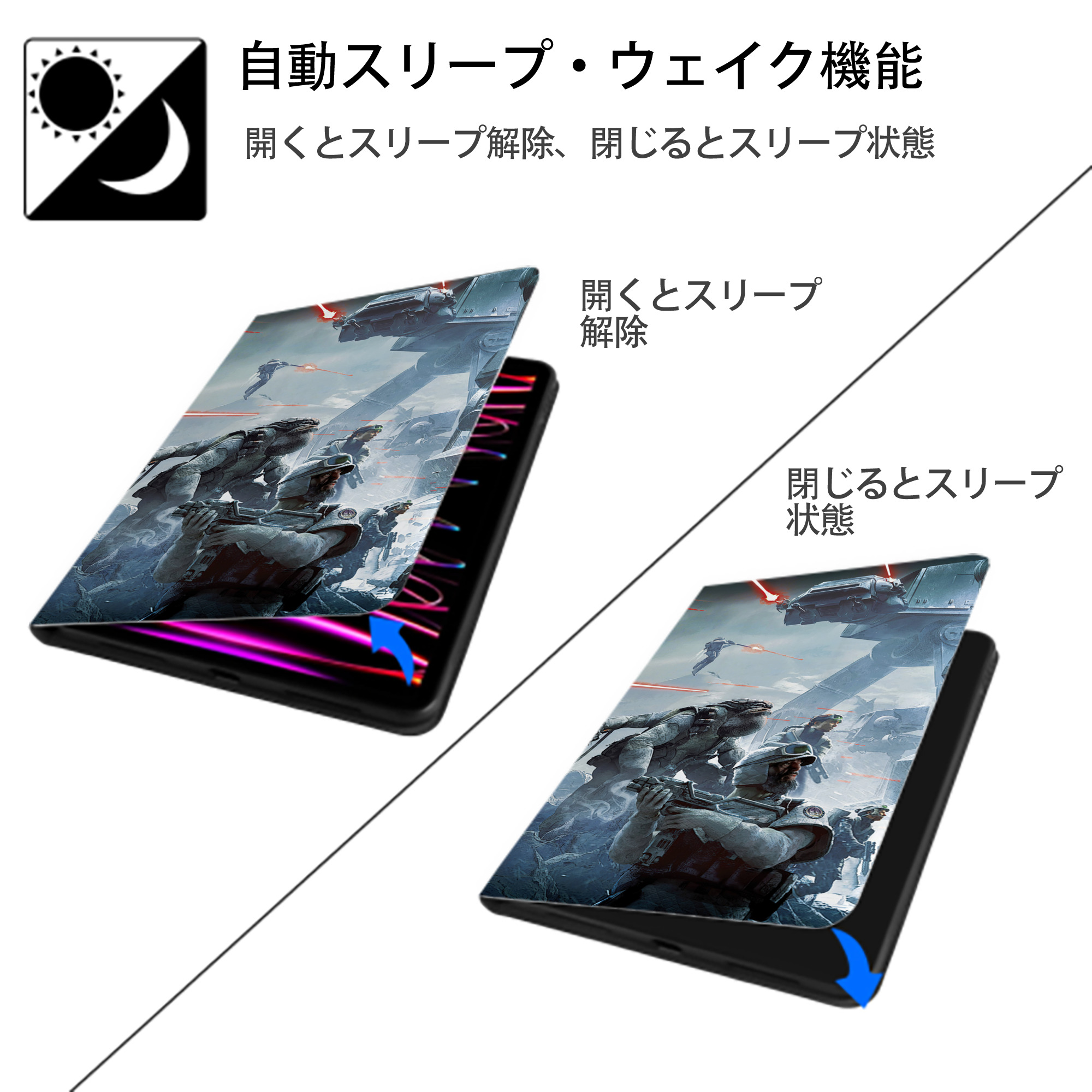 スター・ウォーズ Star Wars IPad ケース ブック型 PUレザー TPU 耐衝撃 軽量 薄型 ペン収納なし 全面保護 IPad 各モデル対応