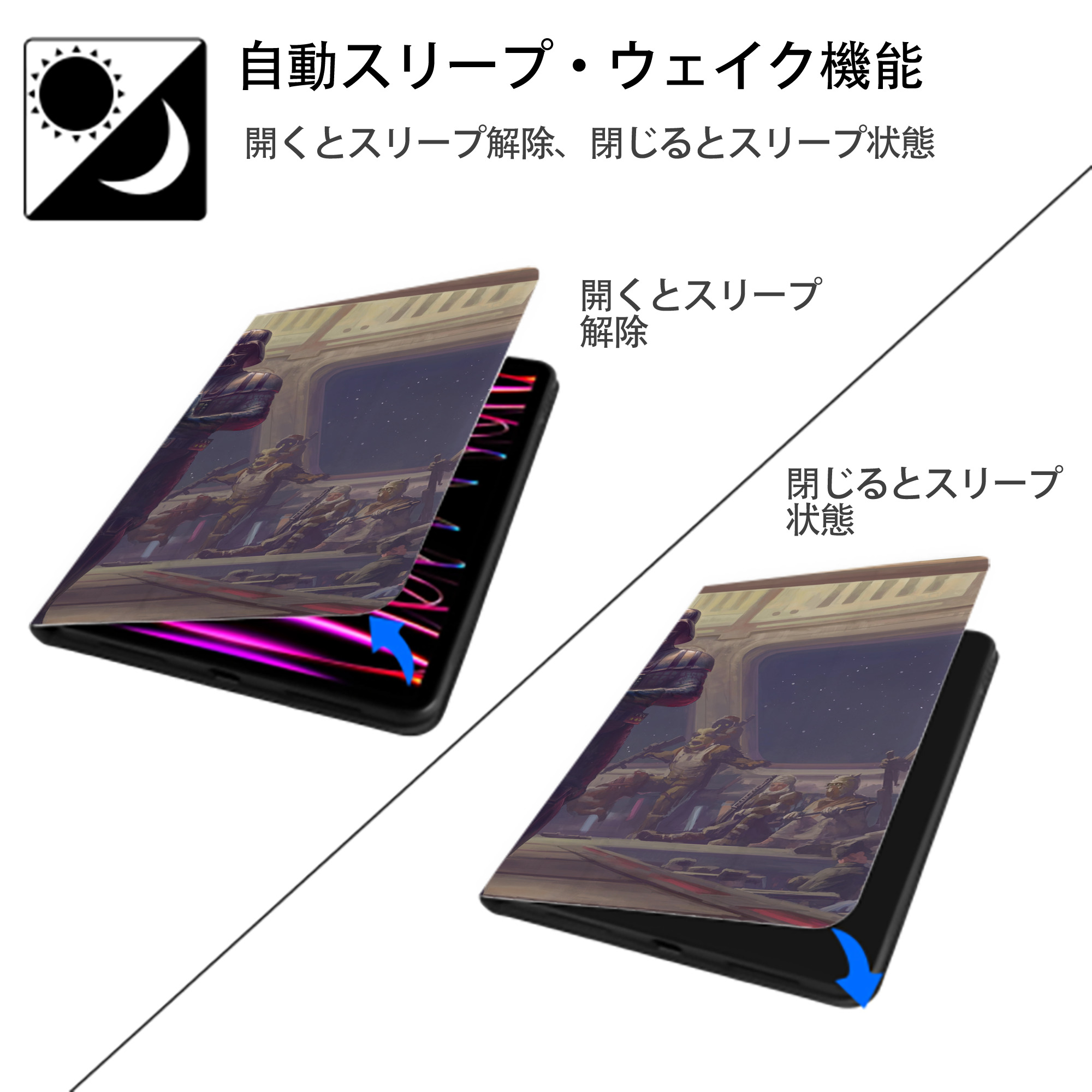 スター・ウォーズ Star Wars IPad ケース ブック型 PUレザー TPU 耐衝撃 軽量 薄型 ペン収納なし 全面保護 IPad 各モデル対応