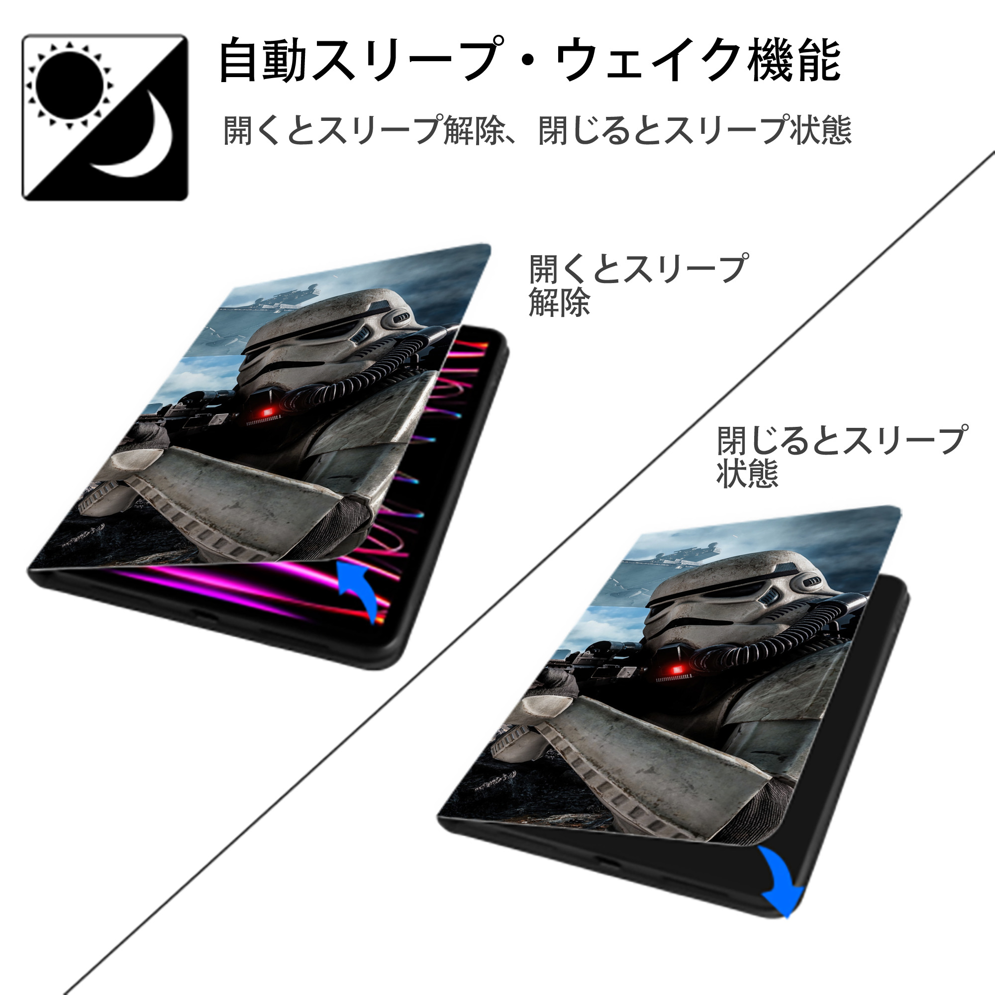 スター・ウォーズ Star Wars IPad ケース ブック型 PUレザー TPU 耐衝撃 軽量 薄型 ペン収納なし 全面保護 IPad 各モデル対応