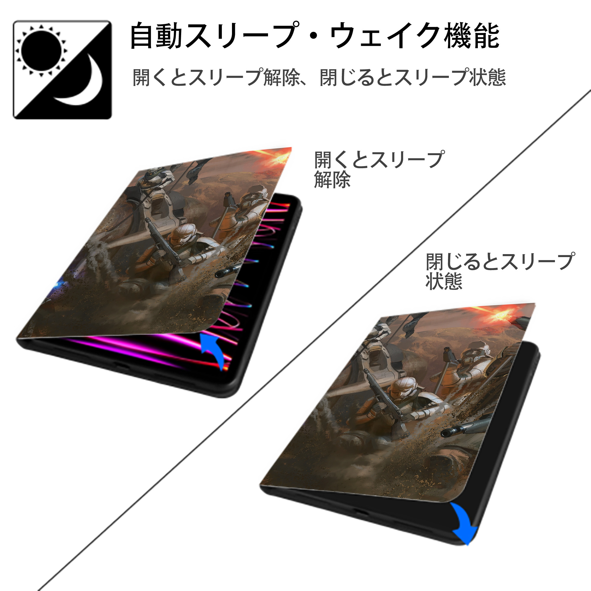 スター・ウォーズ Star Wars IPad ケース ブック型 PUレザー TPU 耐衝撃 軽量 薄型 ペン収納なし 全面保護 IPad 各モデル対応