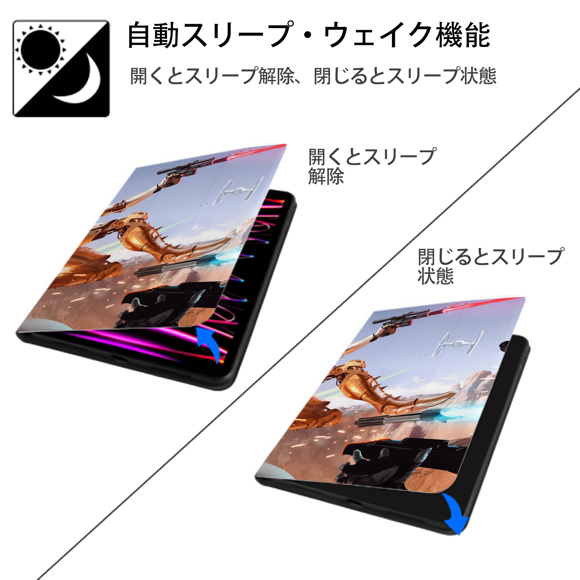 スター・ウォーズ Star Wars IPad ケース ブック型 PUレザー TPU 耐衝撃 軽量 薄型 ペン収納なし 全面保護 IPad 各モデル対応