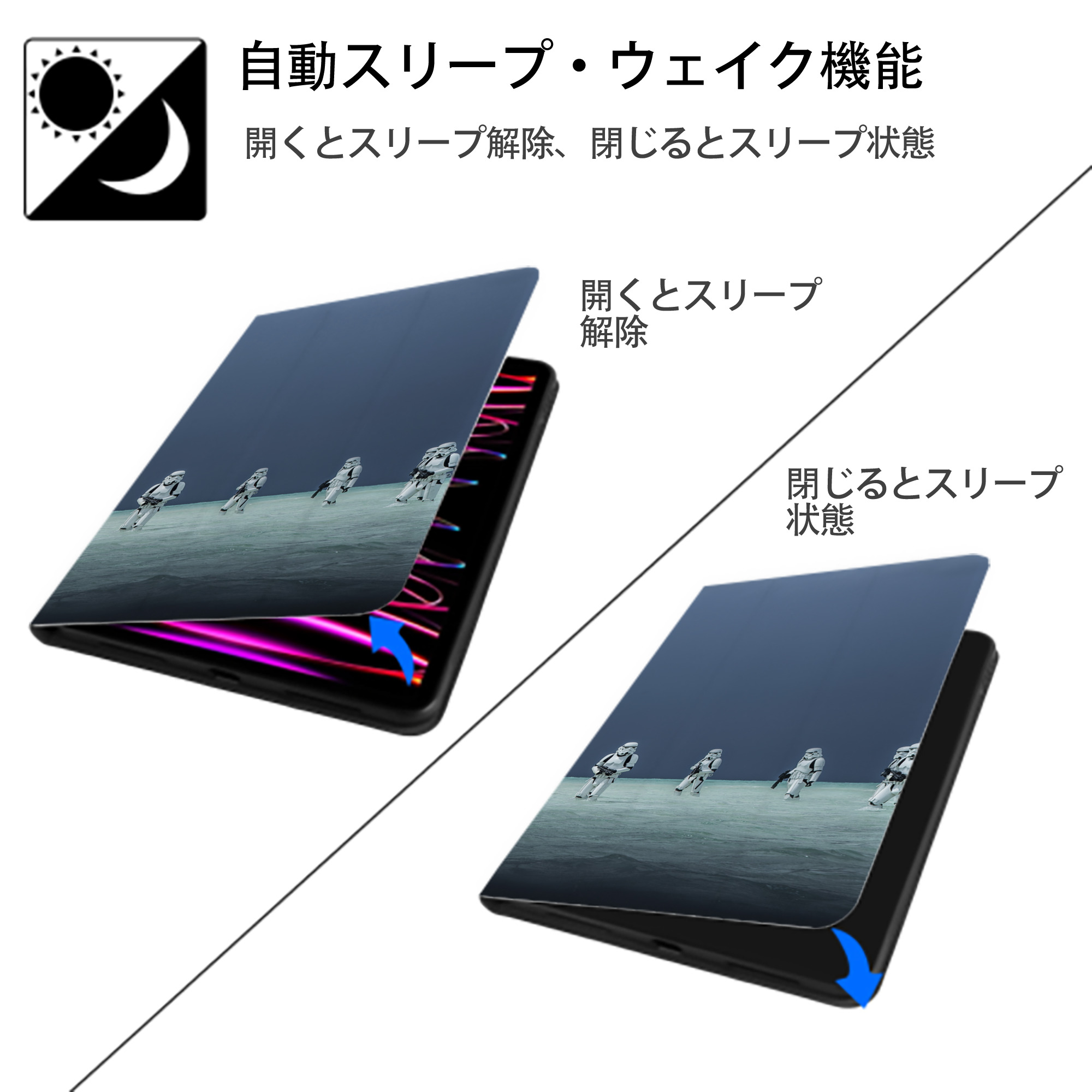 スター・ウォーズ Star Wars IPad ケース ブック型 PUレザー TPU 耐衝撃 軽量 薄型 ペン収納なし 全面保護 IPad 各モデル対応