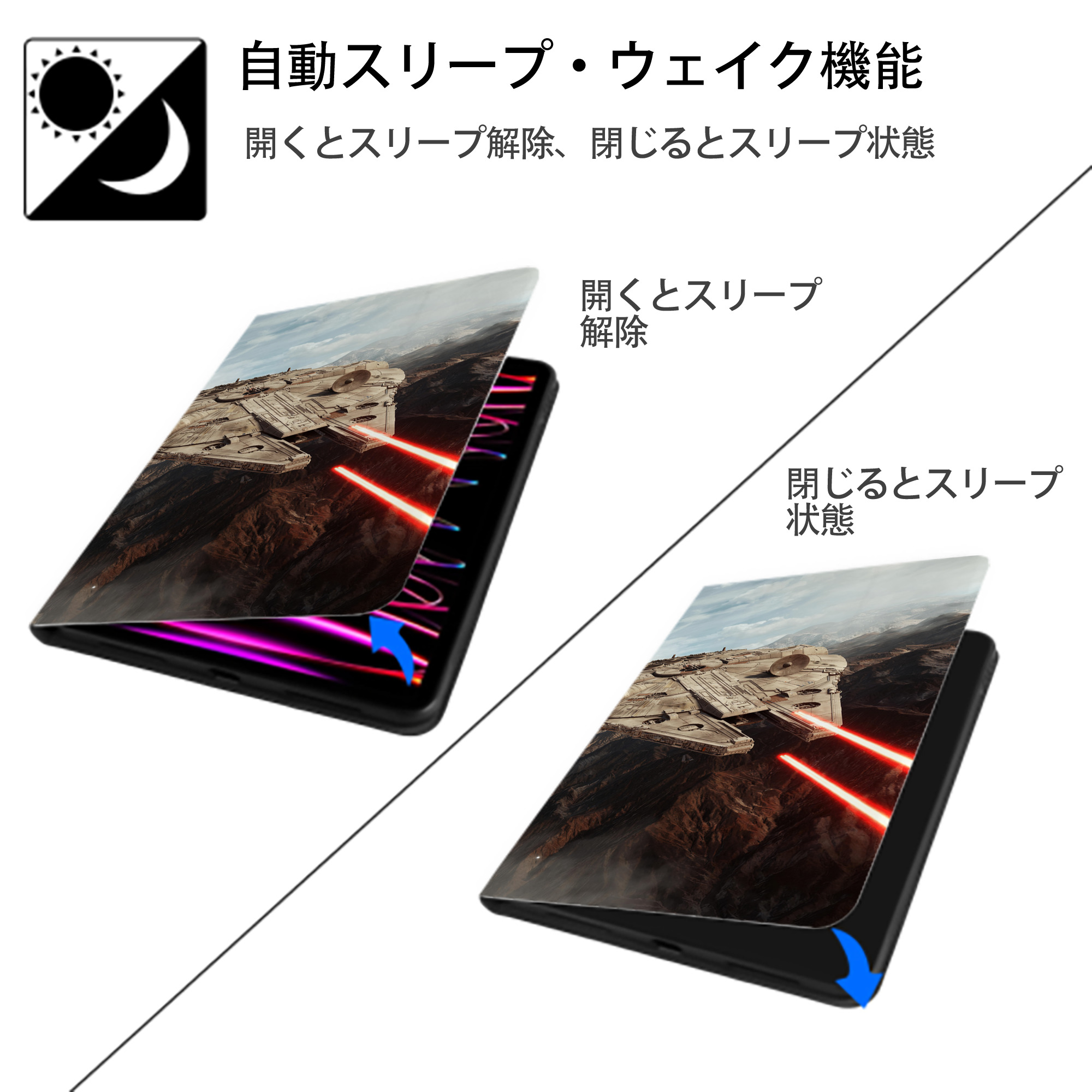 スター・ウォーズ Star Wars IPad ケース ブック型 PUレザー TPU 耐衝撃 軽量 薄型 ペン収納なし 全面保護 IPad 各モデル対応