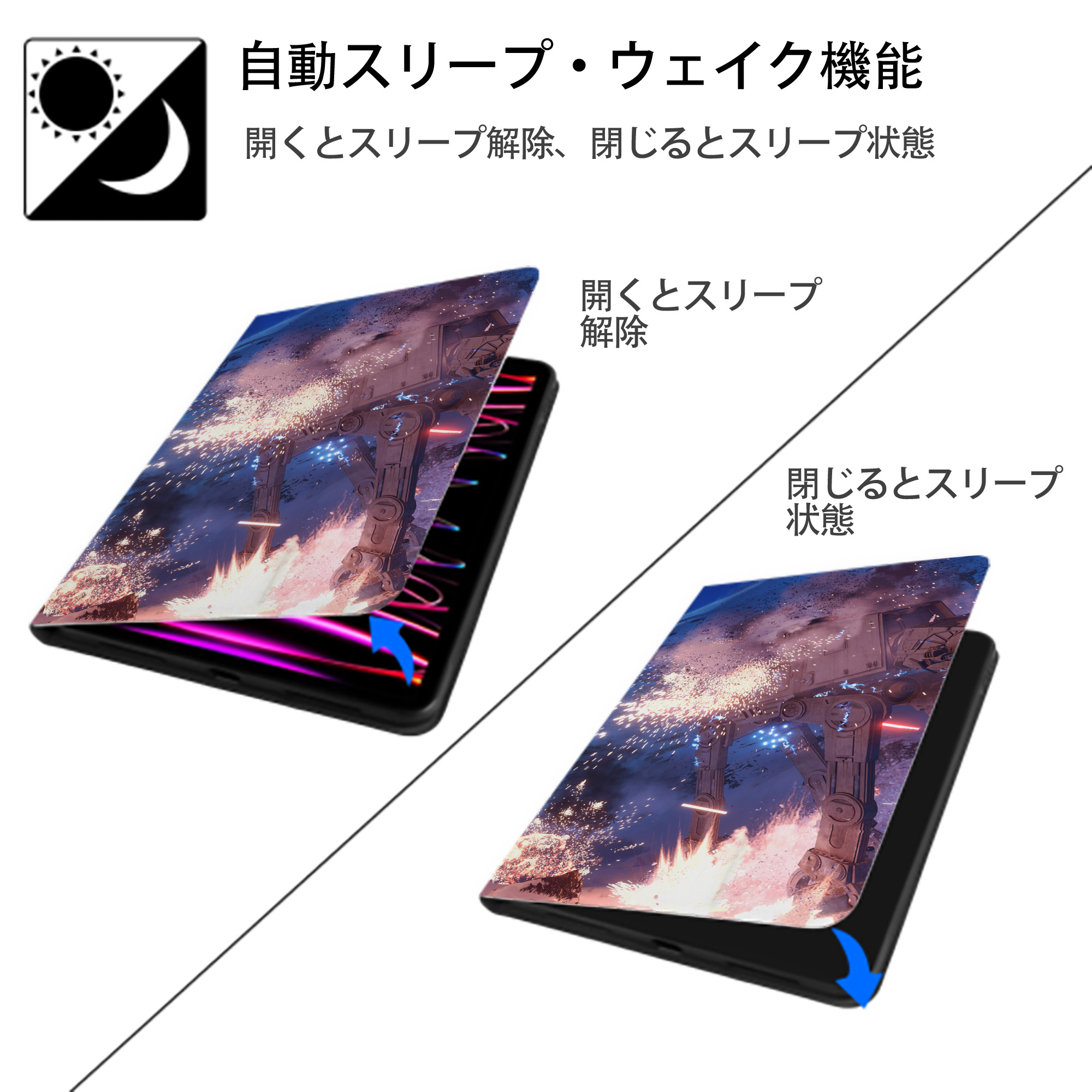 スター・ウォーズ Star Wars IPad ケース ブック型 PUレザー TPU 耐衝撃 軽量 薄型 ペン収納なし 全面保護 IPad 各モデル対応