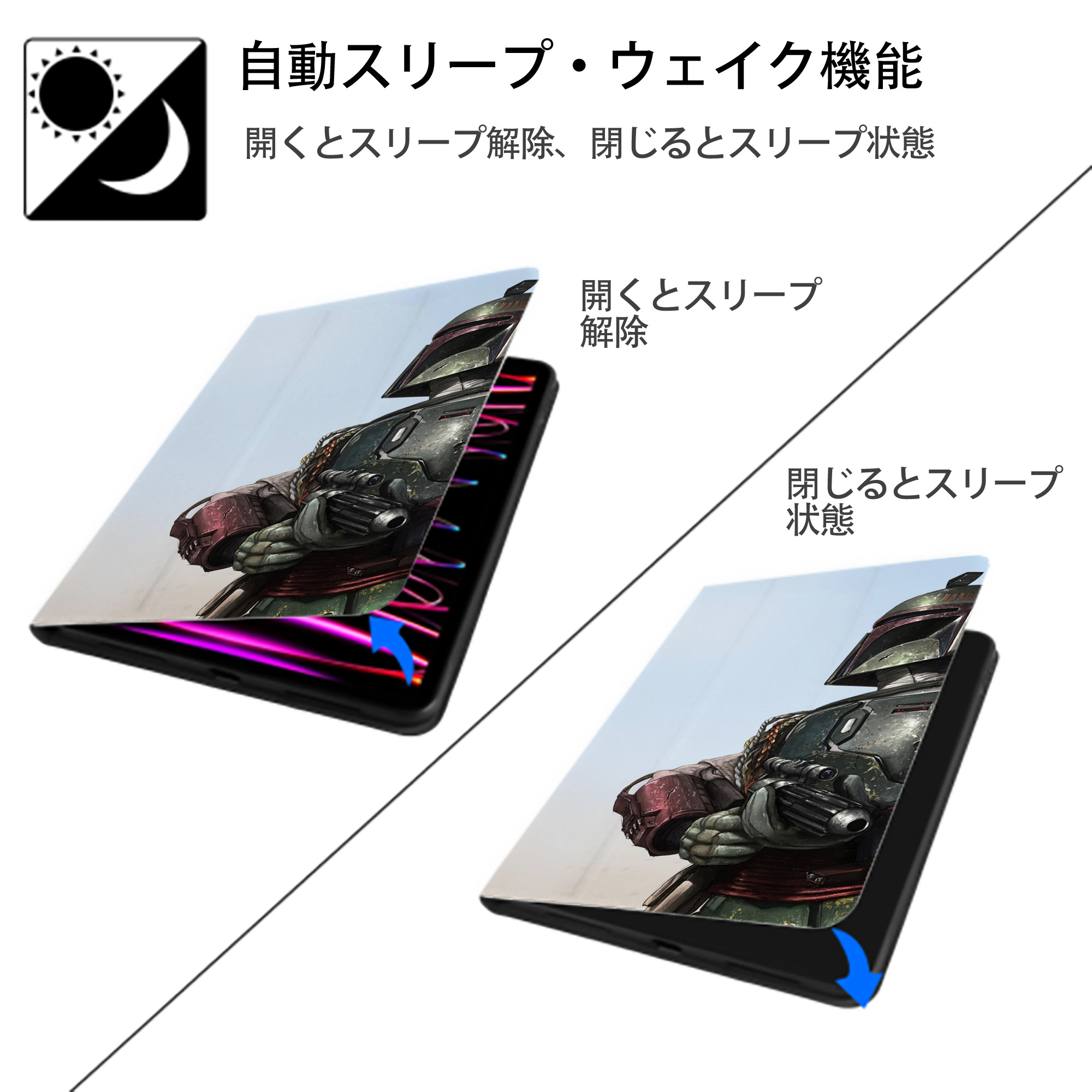 スター・ウォーズ Star Wars IPad ケース ブック型 PUレザー TPU 耐衝撃 軽量 薄型 ペン収納なし 全面保護 IPad 各モデル対応
