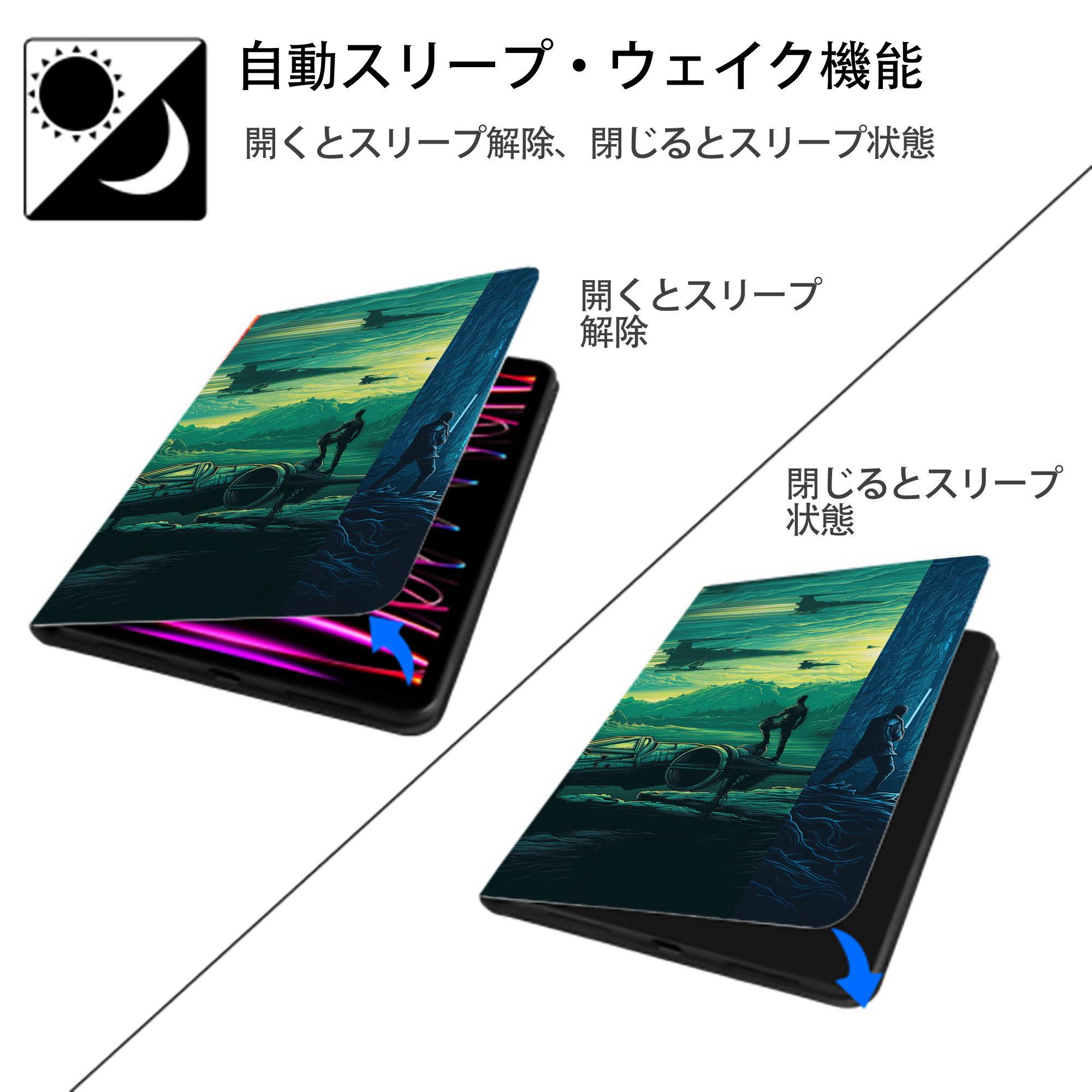 スター・ウォーズ Star Wars IPad ケース ブック型 PUレザー TPU 耐衝撃 軽量 薄型 ペン収納なし 全面保護 IPad 各モデル対応