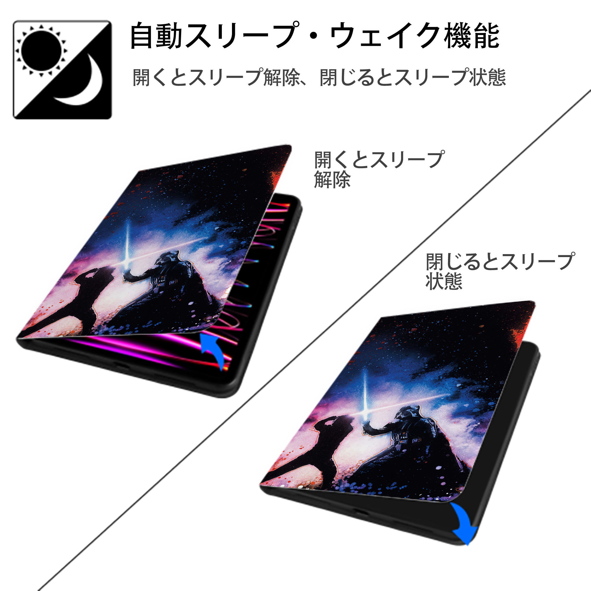 スター・ウォーズ Star Wars IPad ケース ブック型 PUレザー TPU 耐衝撃 軽量 薄型 ペン収納なし 全面保護 IPad 各モデル対応