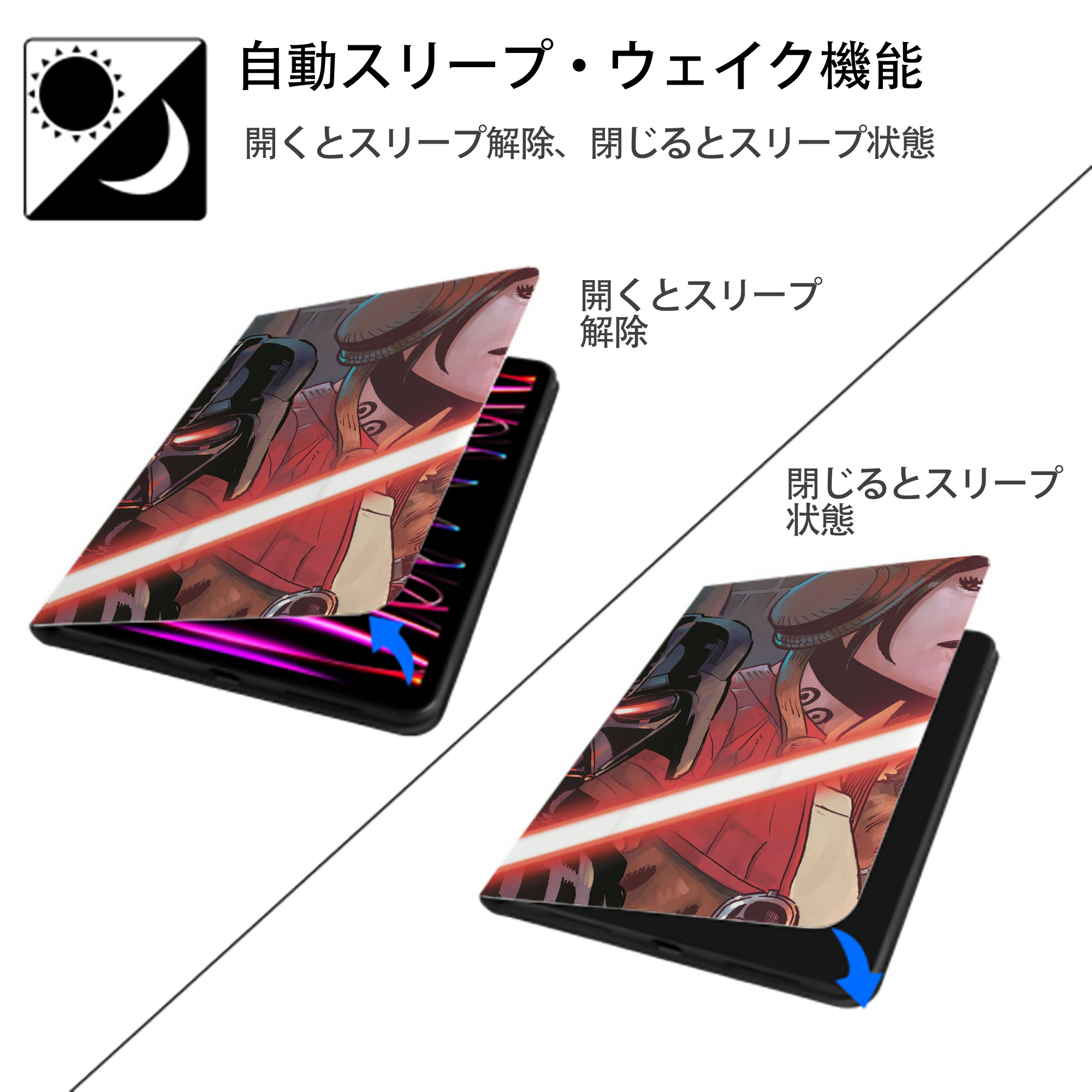 スター・ウォーズ Star Wars IPad ケース ブック型 PUレザー TPU 耐衝撃 軽量 薄型 ペン収納なし 全面保護 IPad 各モデル対応
