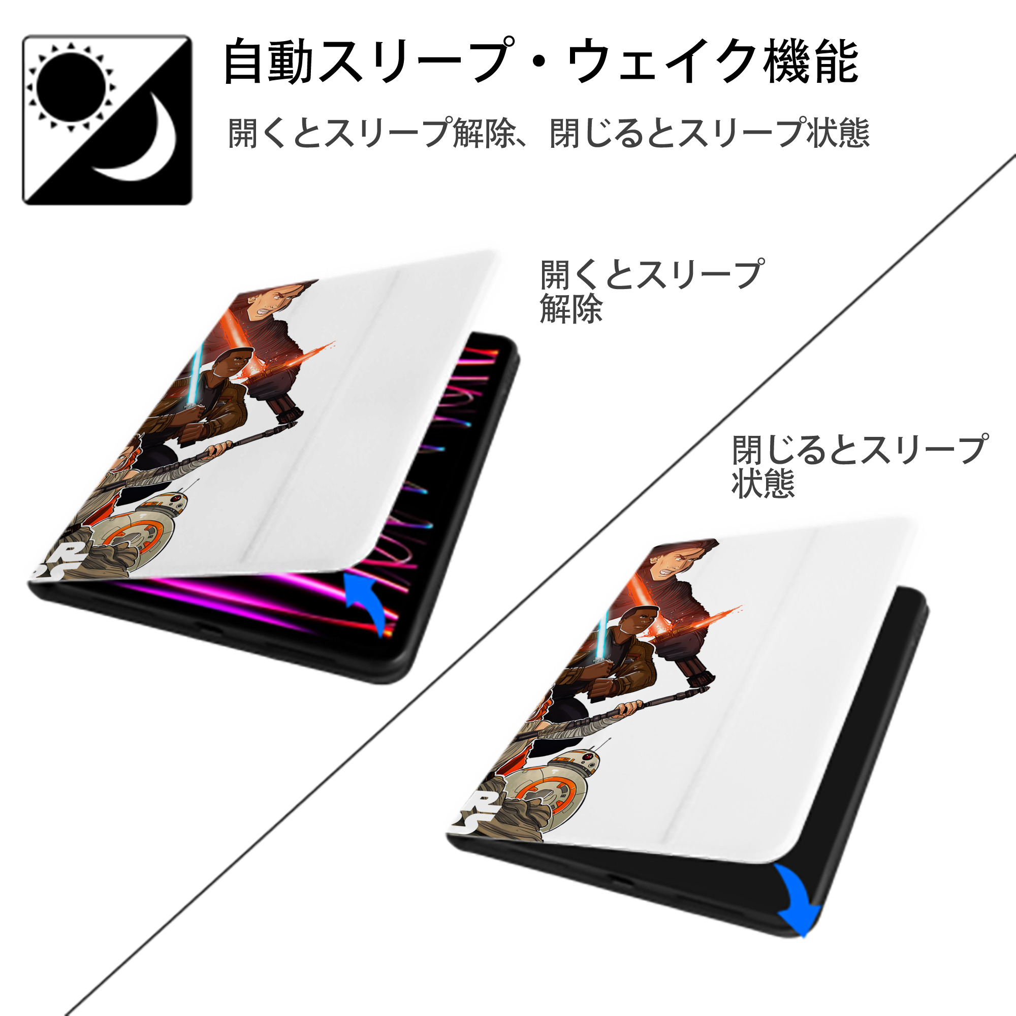 スター・ウォーズ Star Wars IPad ケース ブック型 PUレザー TPU 耐衝撃 軽量 薄型 ペン収納なし 全面保護 IPad 各モデル対応