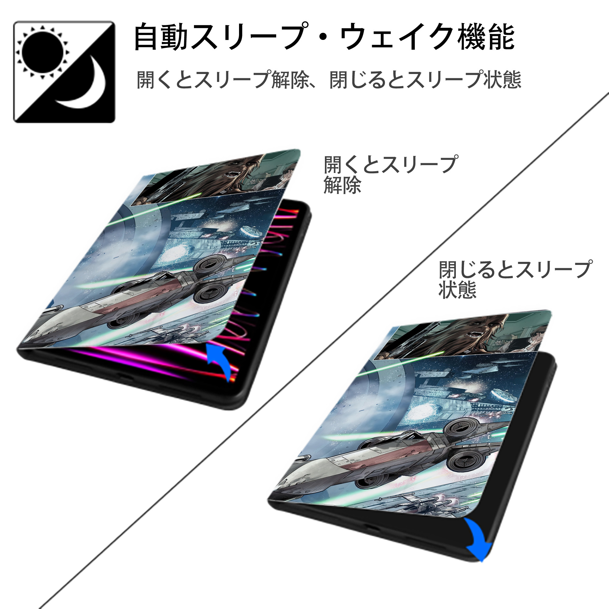 スター・ウォーズ Star Wars IPad ケース ブック型 PUレザー TPU 耐衝撃 軽量 薄型 ペン収納なし 全面保護 IPad 各モデル対応