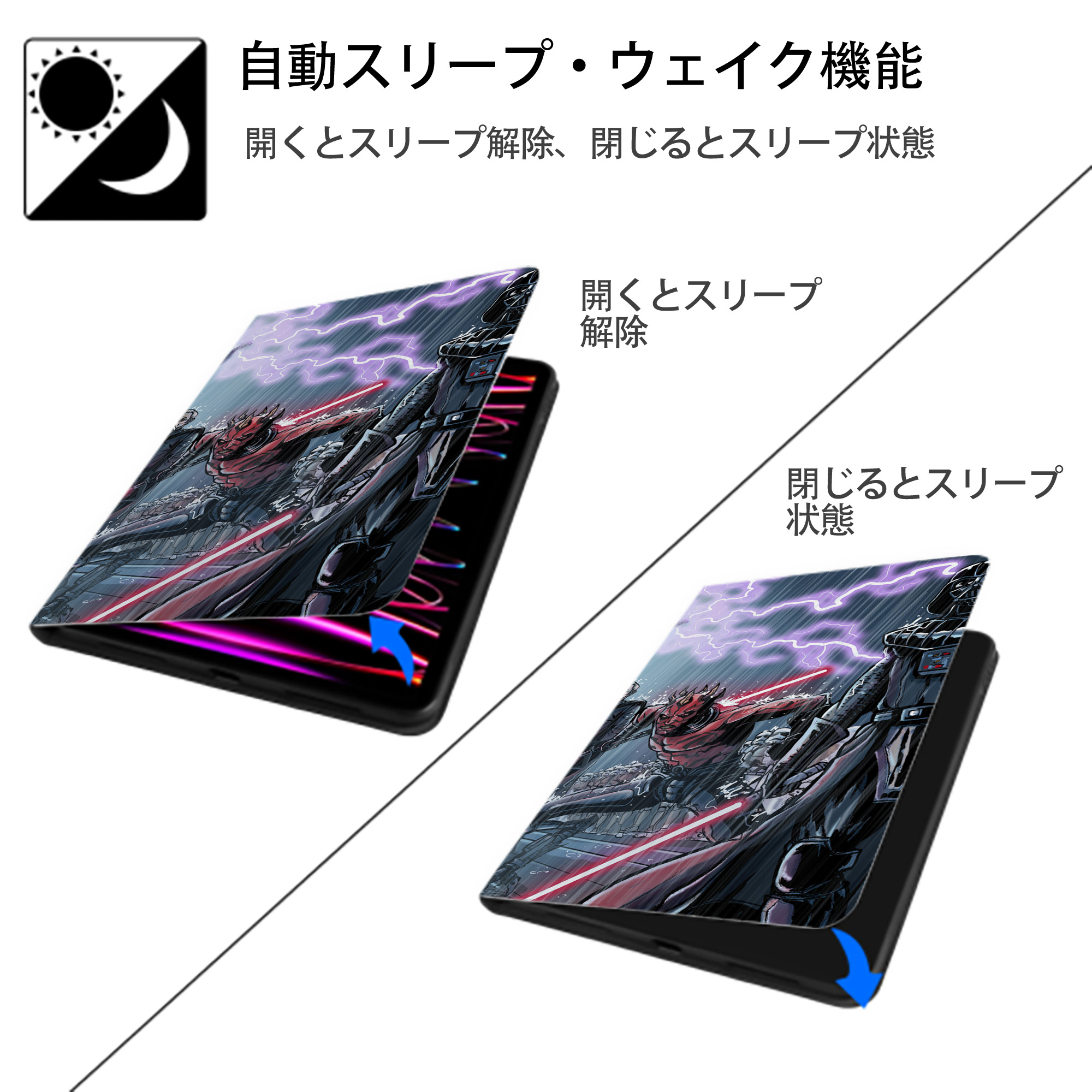 スター・ウォーズ Star Wars IPad ケース ブック型 PUレザー TPU 耐衝撃 軽量 薄型 ペン収納なし 全面保護 IPad 各モデル対応