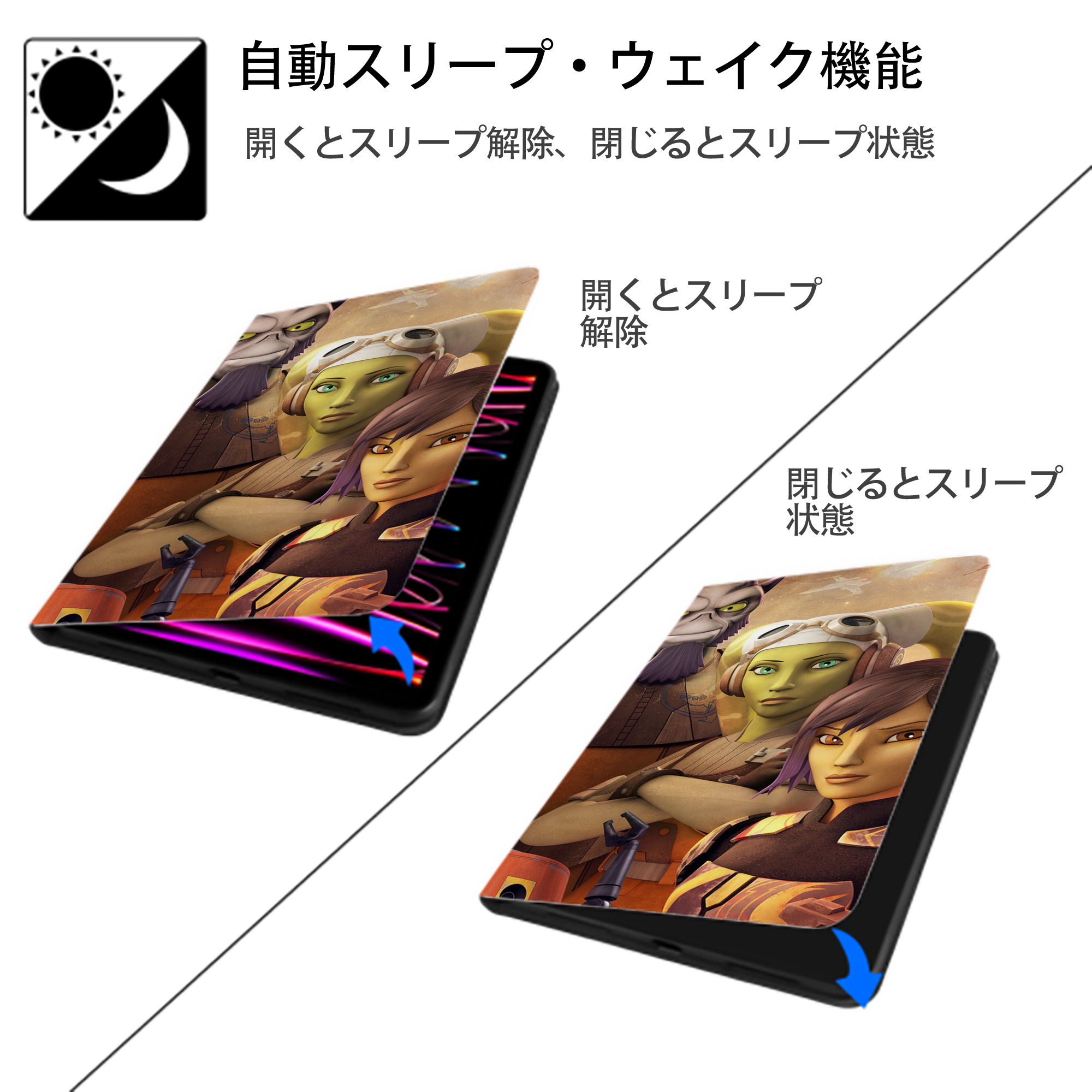 スター・ウォーズ Star Wars IPad ケース ブック型 PUレザー TPU 耐衝撃 軽量 薄型 ペン収納なし 全面保護 IPad 各モデル対応