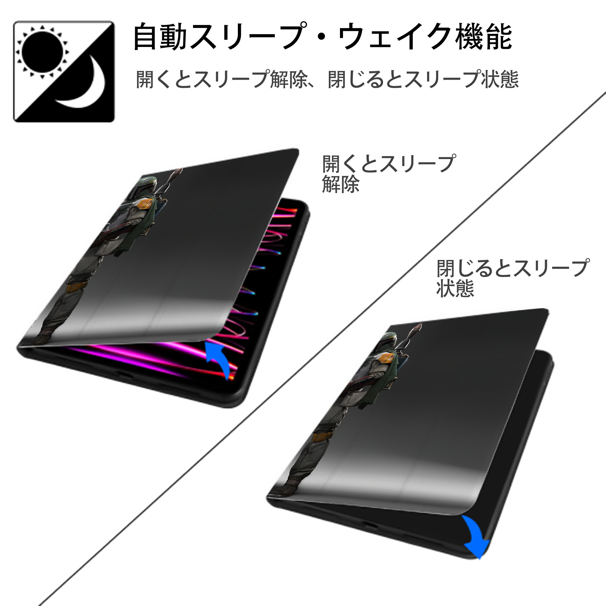 スター・ウォーズ Star Wars IPad ケース ブック型 PUレザー TPU 耐衝撃 軽量 薄型 ペン収納なし 全面保護 IPad 各モデル対応