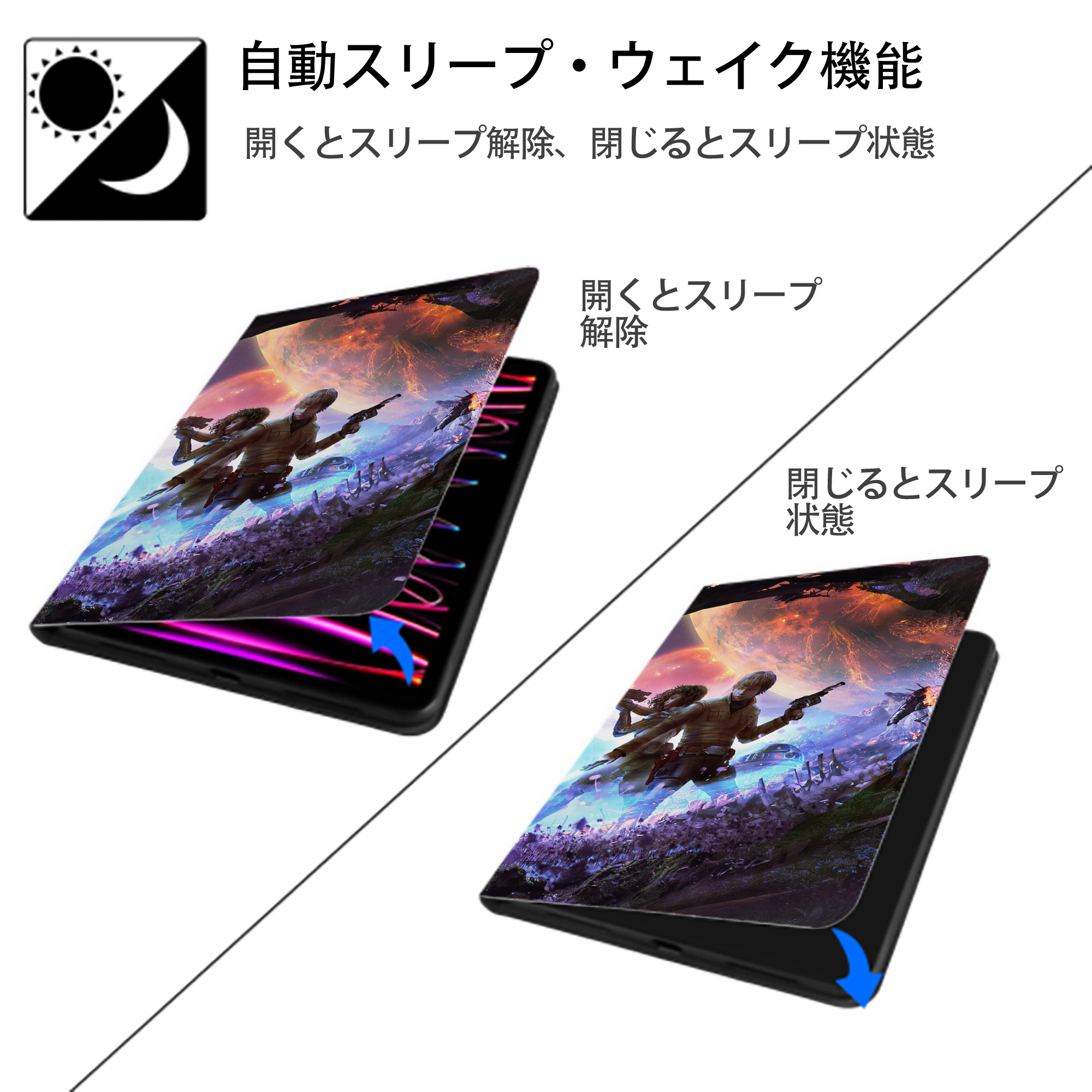 スター・ウォーズ Star Wars IPad ケース ブック型 PUレザー TPU 耐衝撃 軽量 薄型 ペン収納なし 全面保護 IPad 各モデル対応