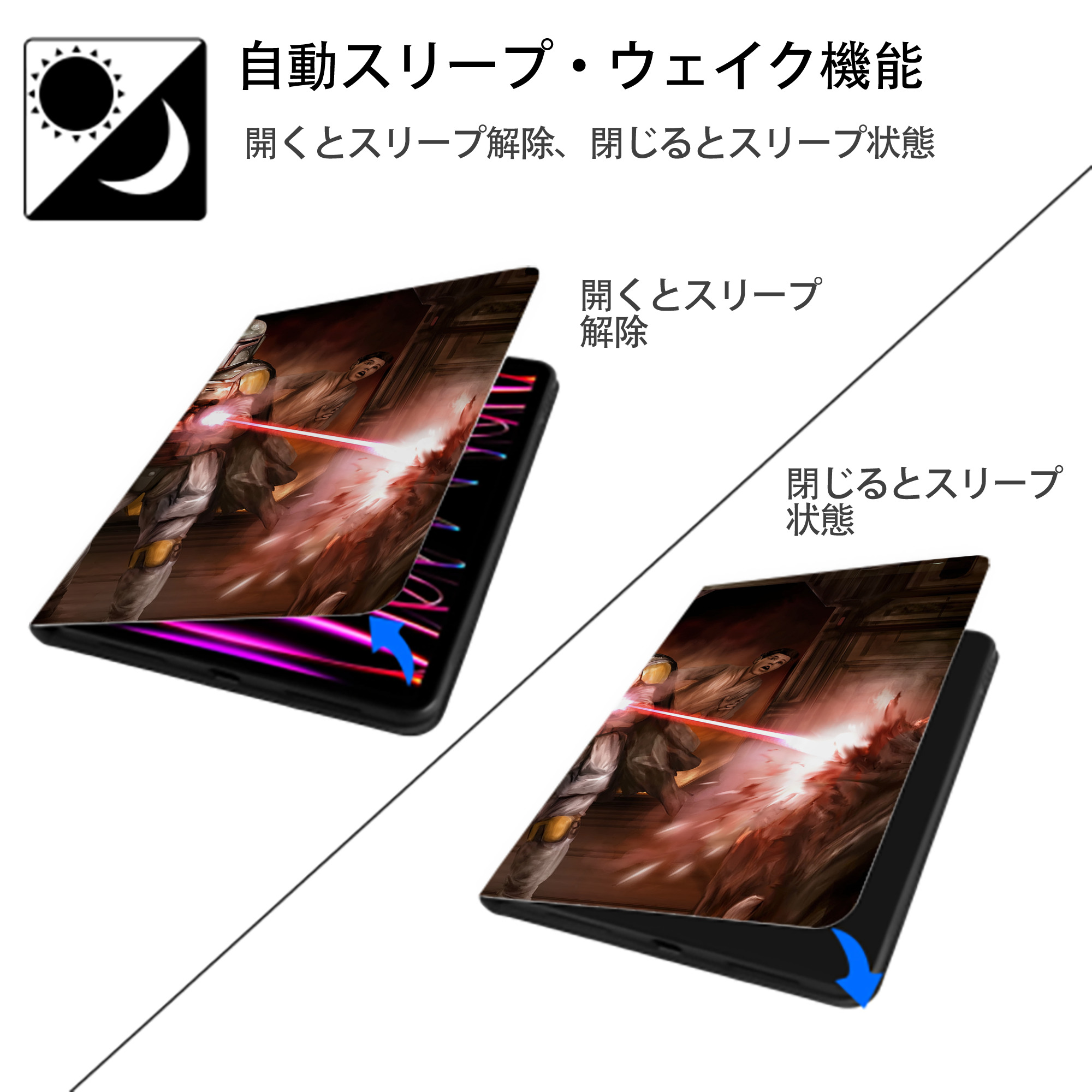 スター・ウォーズ Star Wars IPadケース ペンホルダー付き ブックスタイルデザイン
