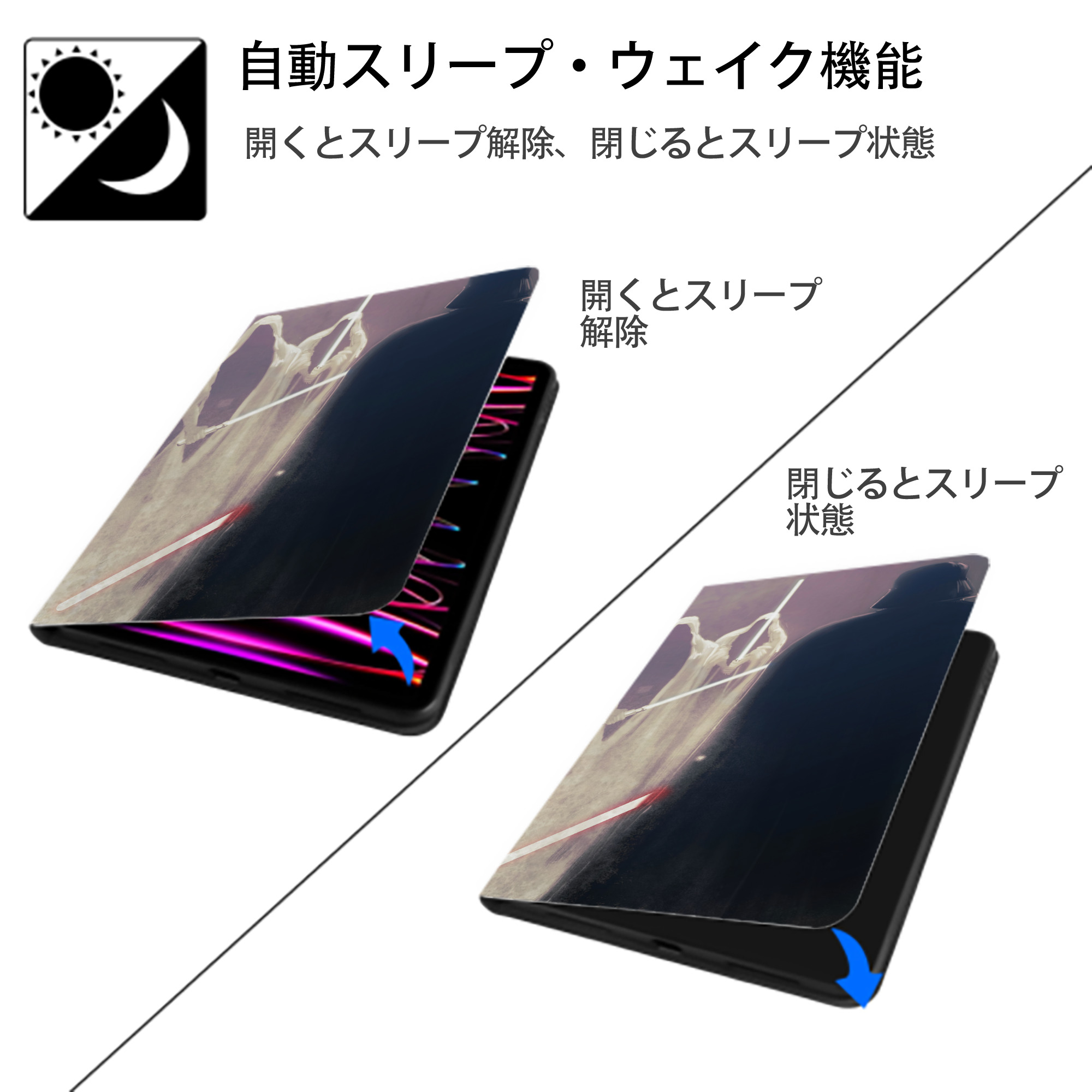 スター・ウォーズ Star Wars IPadケース ペンホルダー付き ブックスタイルデザイン