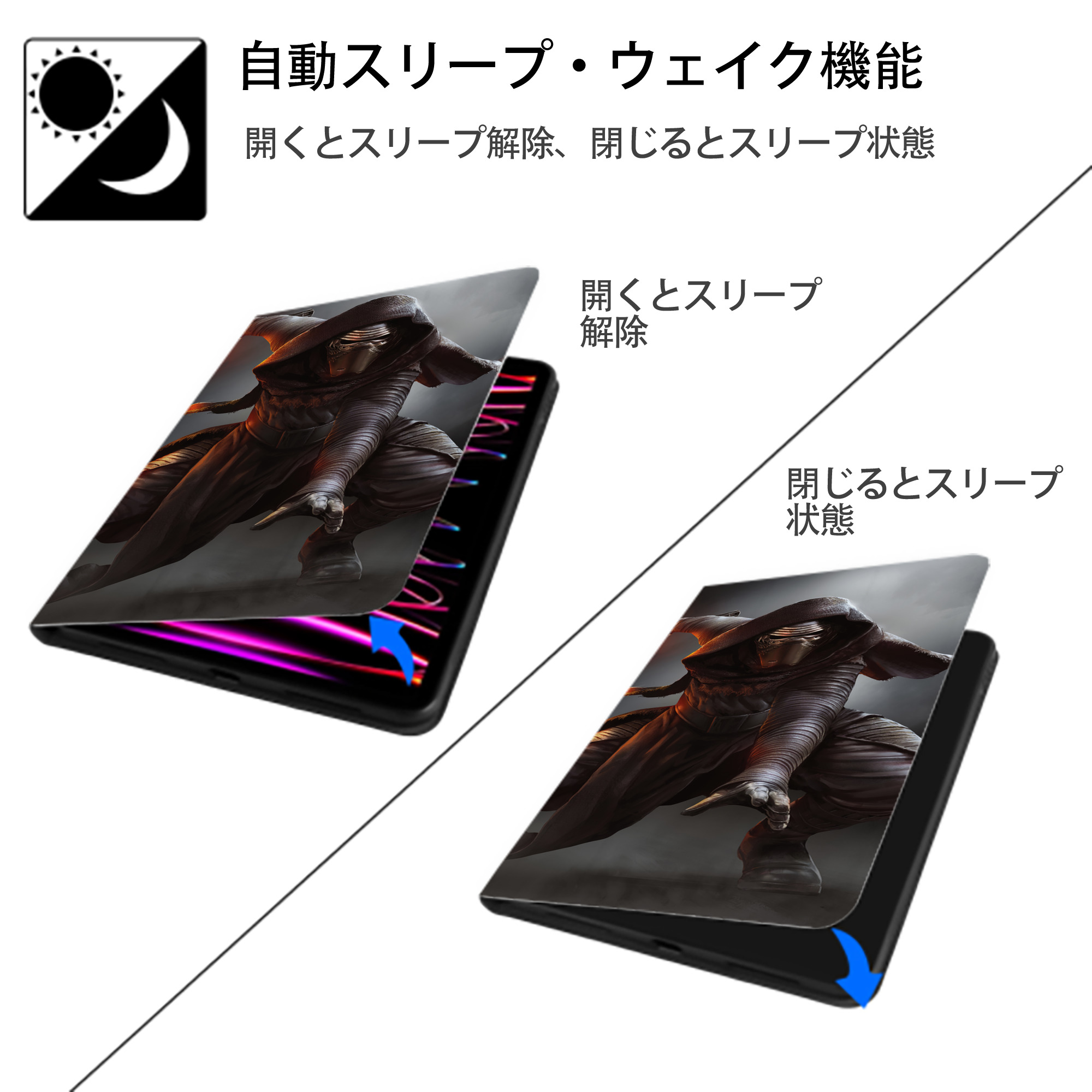 スター・ウォーズ Star Wars IPadケース ペンホルダー付き ブックスタイルデザイン