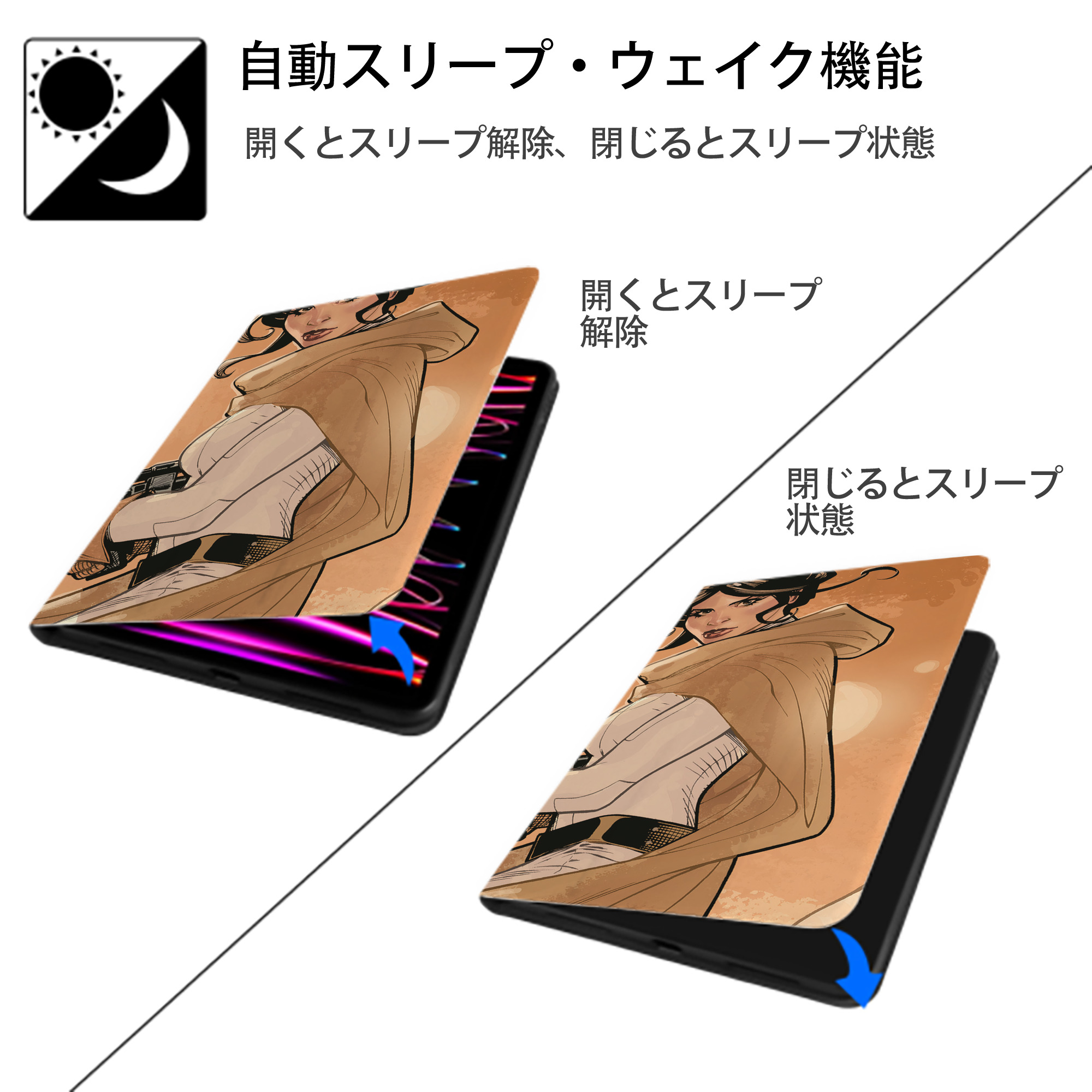 スター・ウォーズ Star Wars IPadケース ペンホルダー付き ブックスタイルデザイン