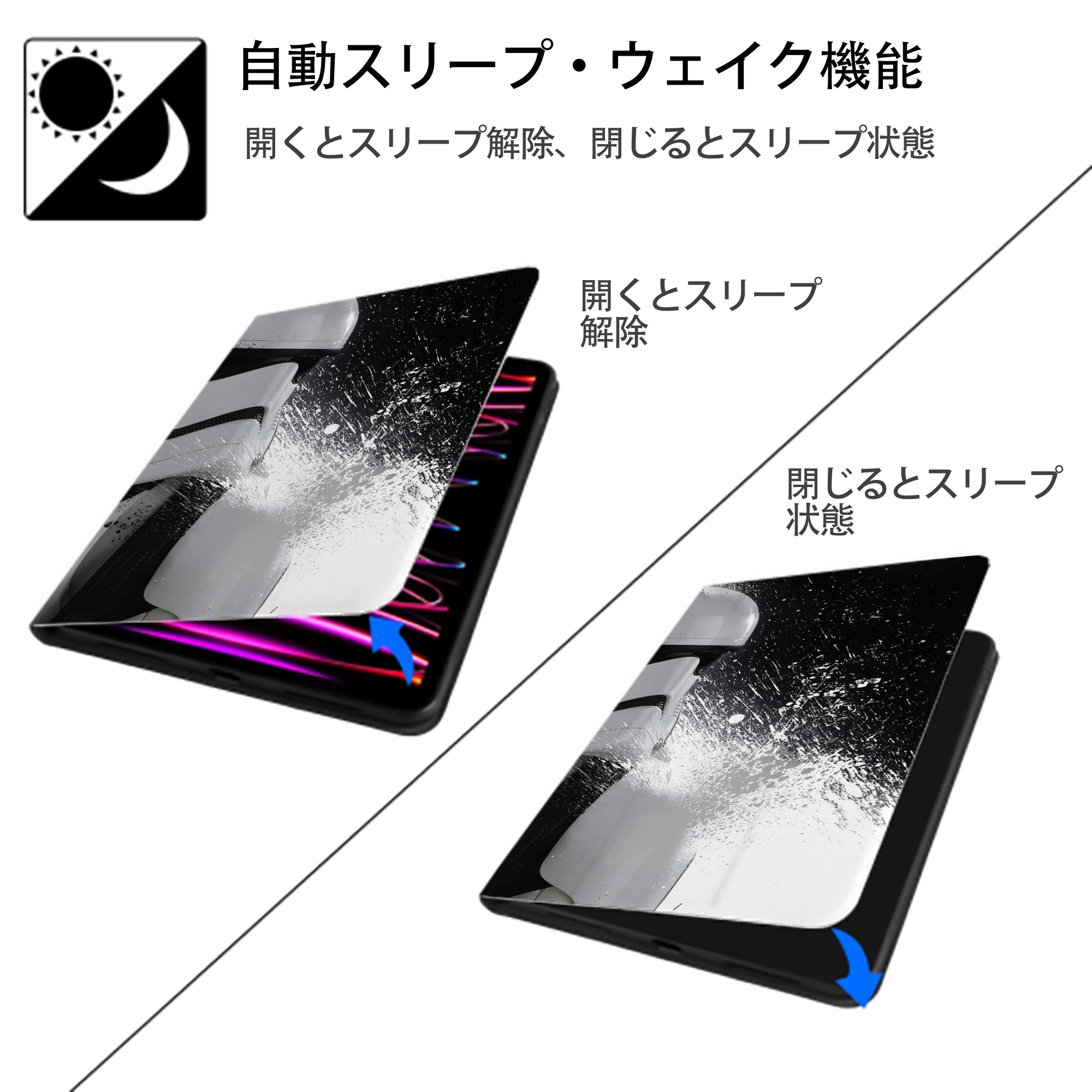 スター・ウォーズ Star Wars IPadケース ペンホルダー付き ブックスタイルデザイン