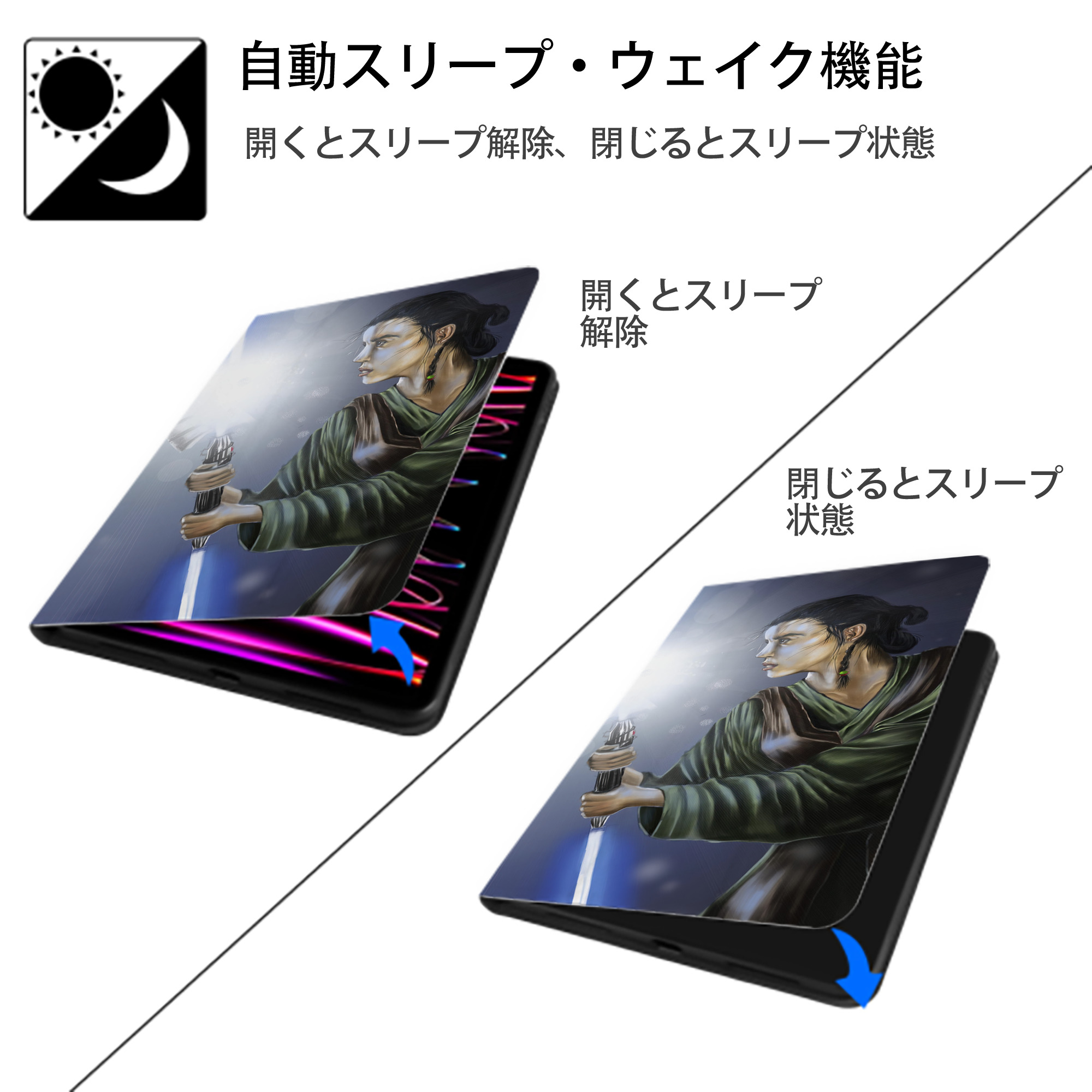 スター・ウォーズ Star Wars IPadケース ペンホルダー付き ブックスタイルデザイン