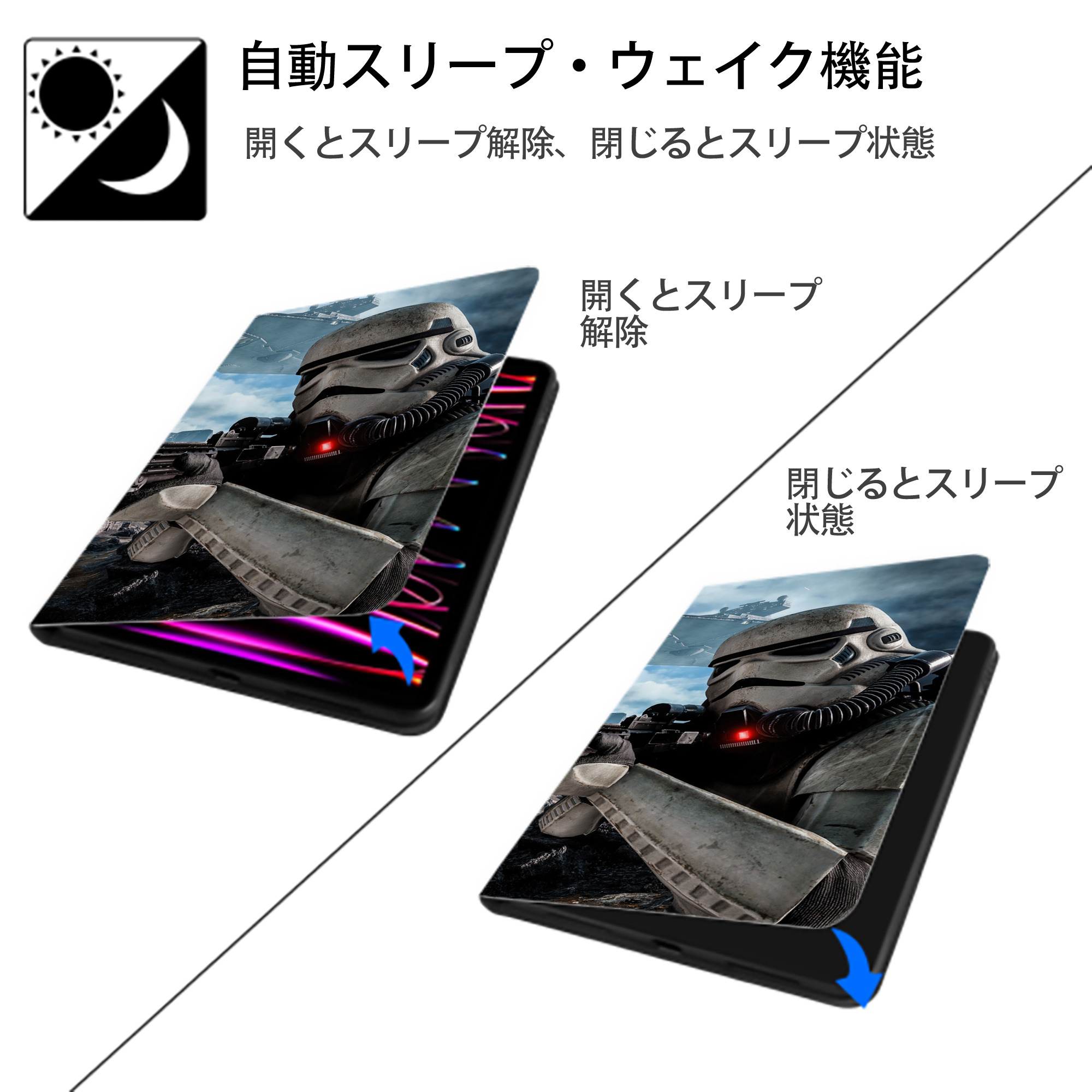 スター・ウォーズ Star Wars IPadケース ペンホルダー付き ブックスタイルデザイン