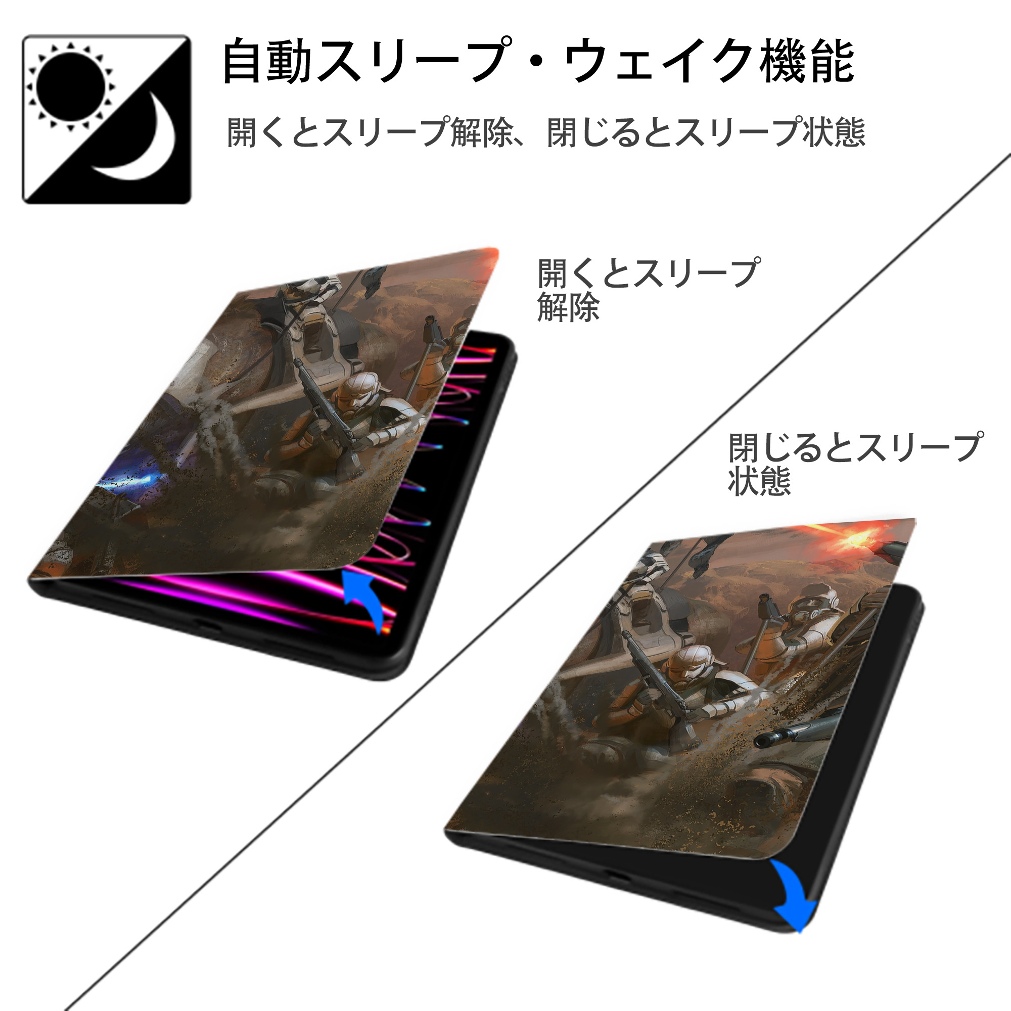 スター・ウォーズ Star Wars IPadケース ペンホルダー付き ブックスタイルデザイン