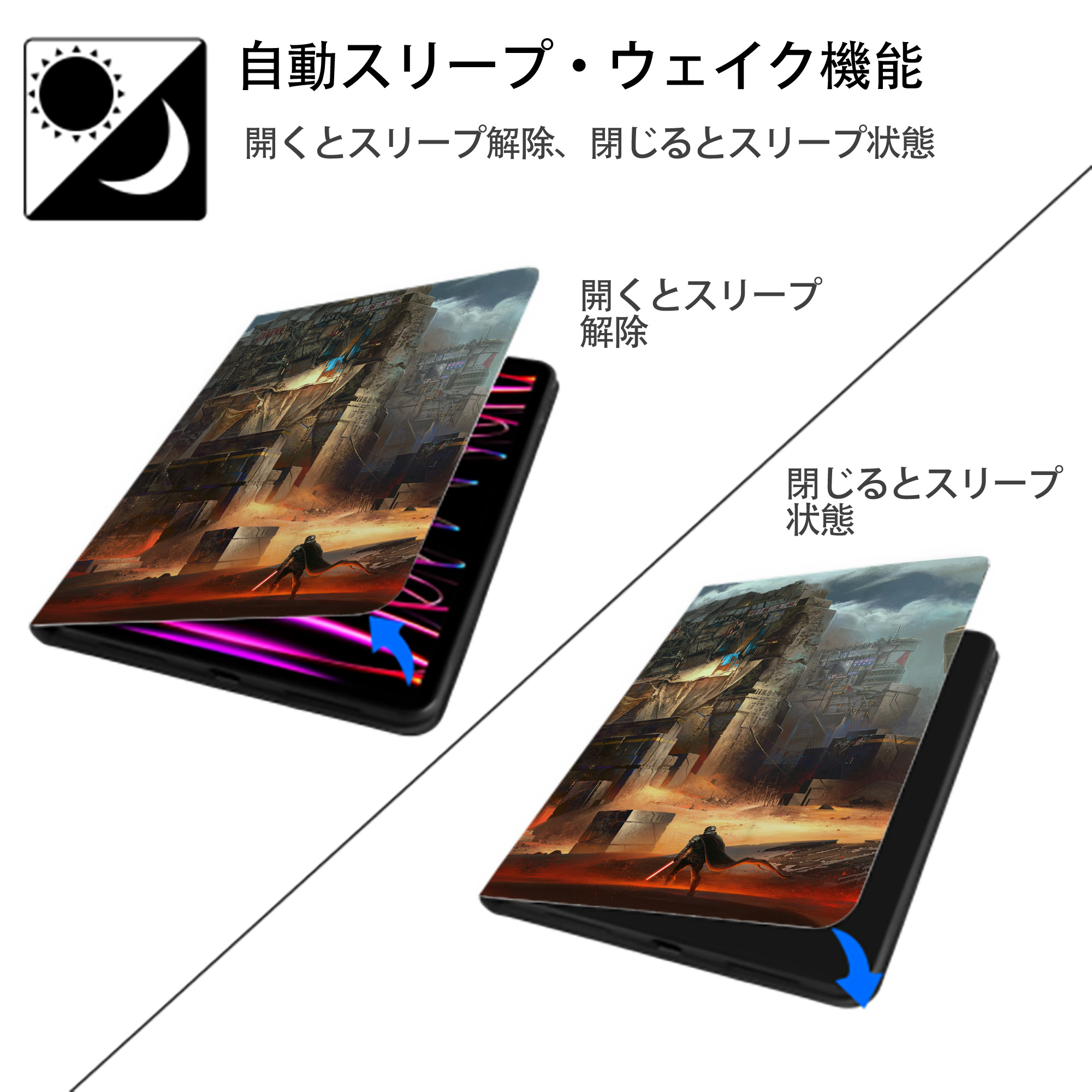 スター・ウォーズ Star Wars IPadケース ペンホルダー付き ブックスタイルデザイン