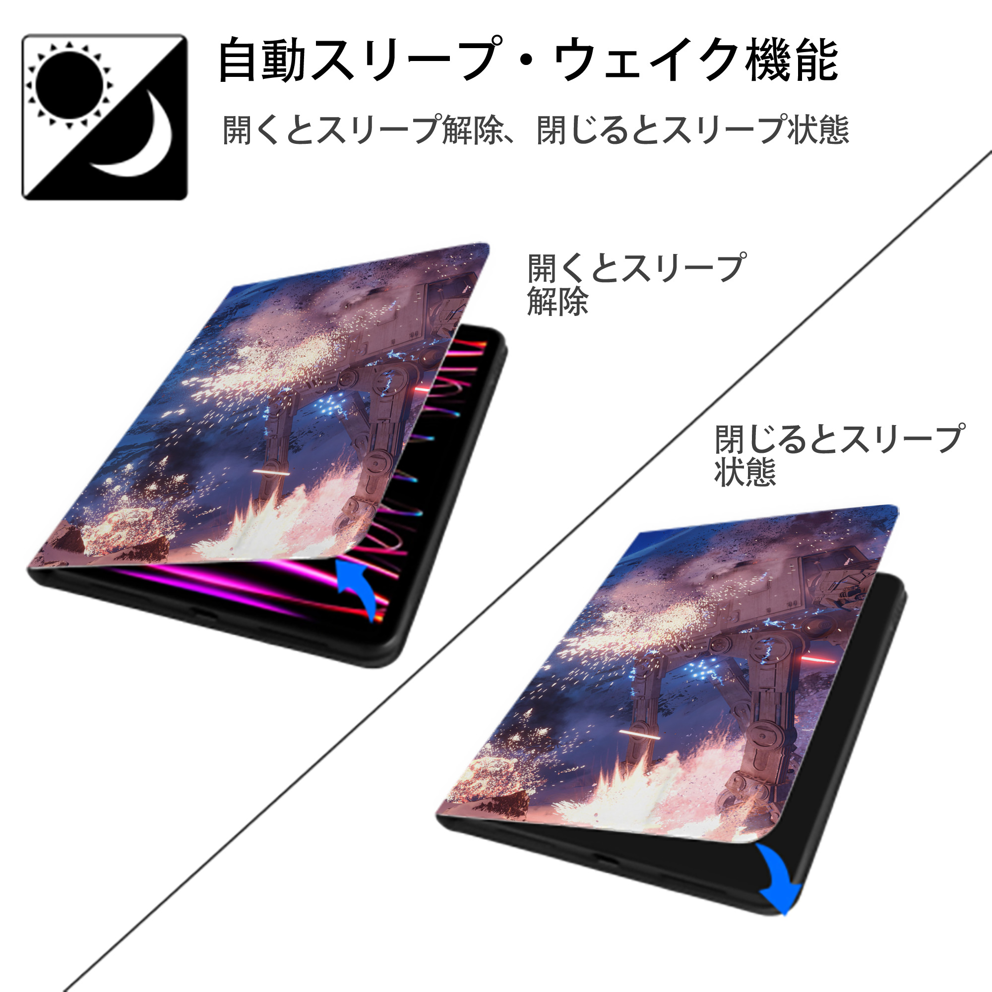 スター・ウォーズ Star Wars IPadケース ペンホルダー付き ブックスタイルデザイン