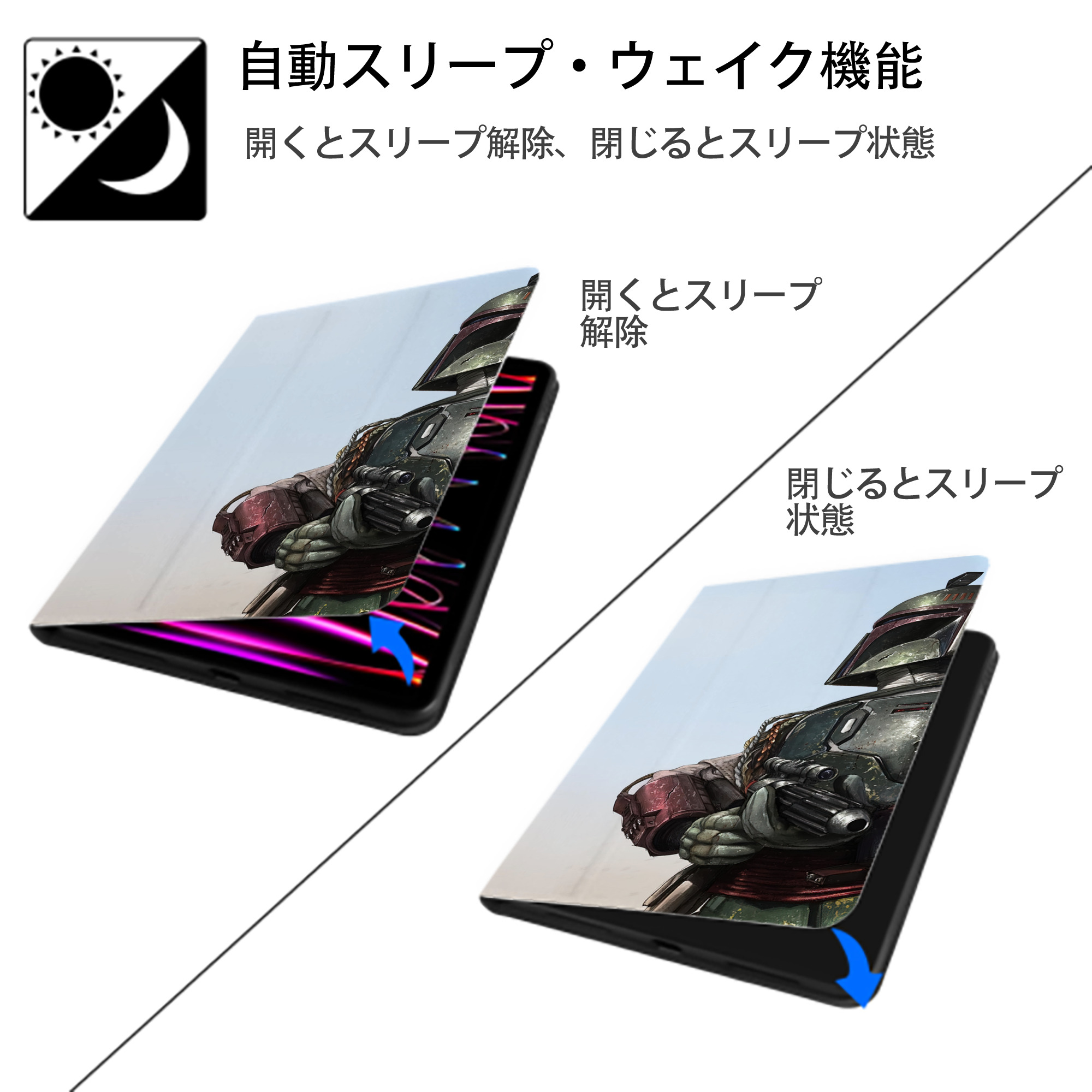 スター・ウォーズ Star Wars IPadケース ペンホルダー付き ブックスタイルデザイン