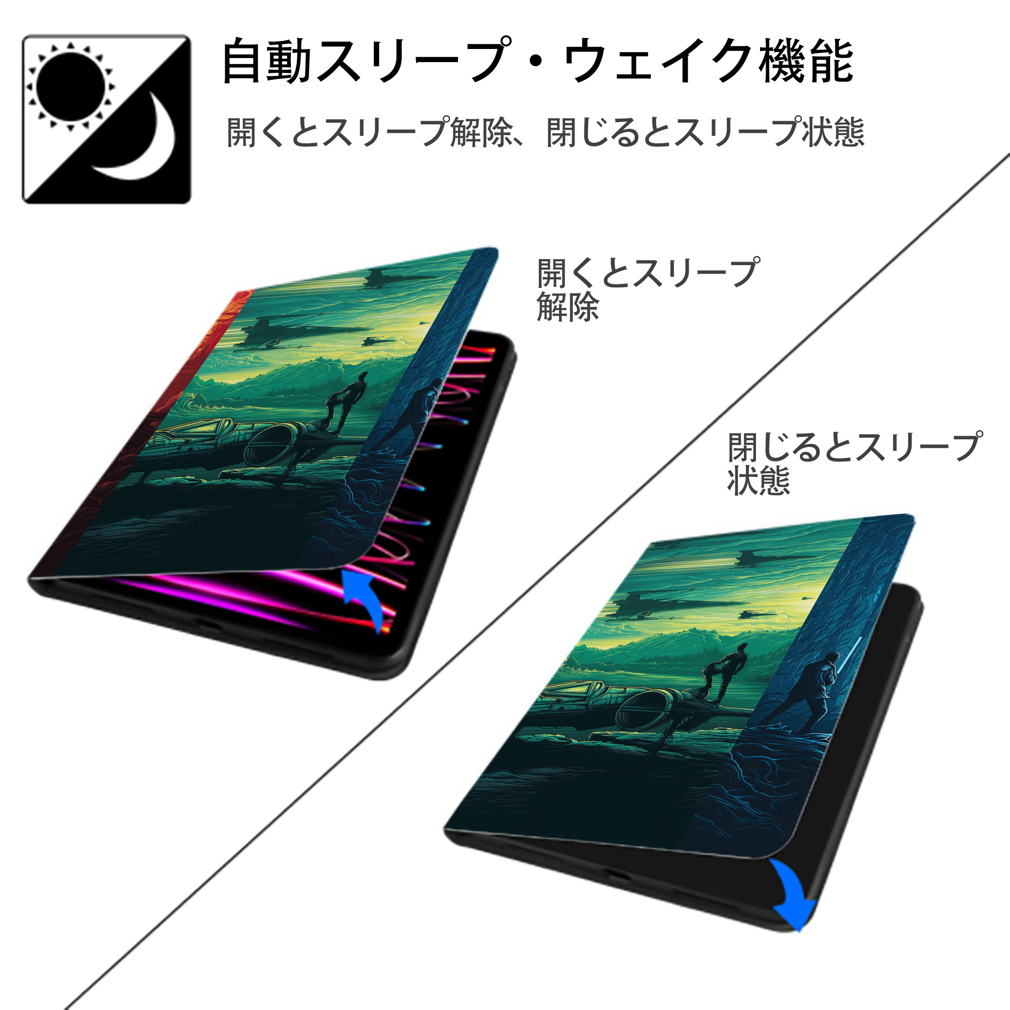 スター・ウォーズ Star Wars IPadケース ペンホルダー付き ブックスタイルデザイン
