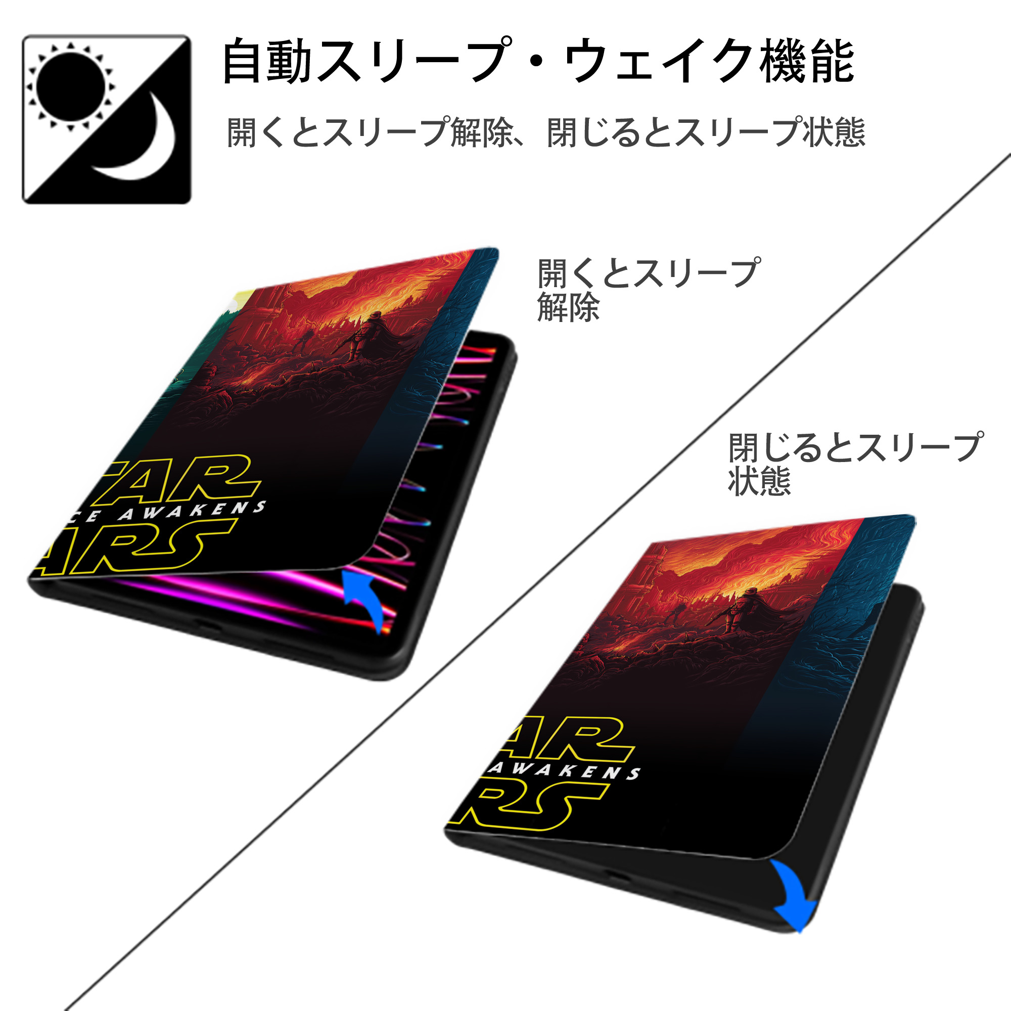 スター・ウォーズ Star Wars IPadケース ペンホルダー付き ブックスタイルデザイン