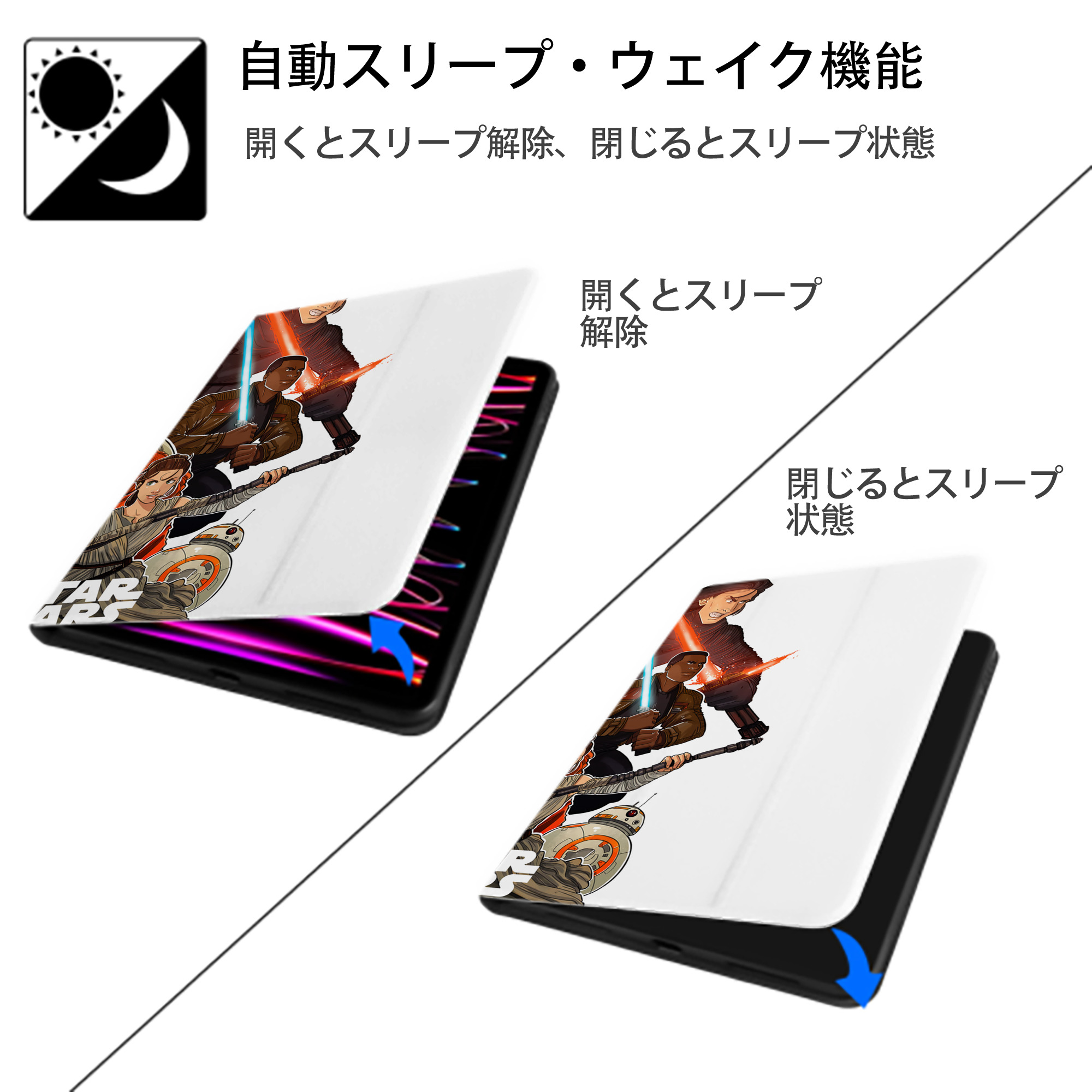 スター・ウォーズ Star Wars IPadケース ペンホルダー付き ブックスタイルデザイン