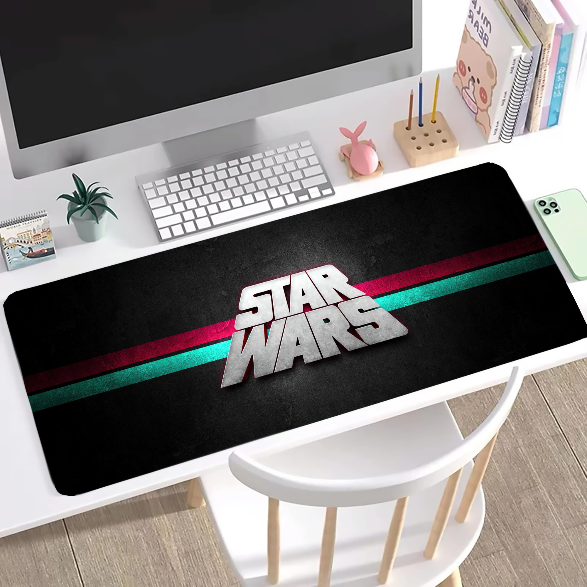 （画像用） スター・ウォーズ Star Wars ステッチ加工 大判デスクマット／滑り止めマウスパッド