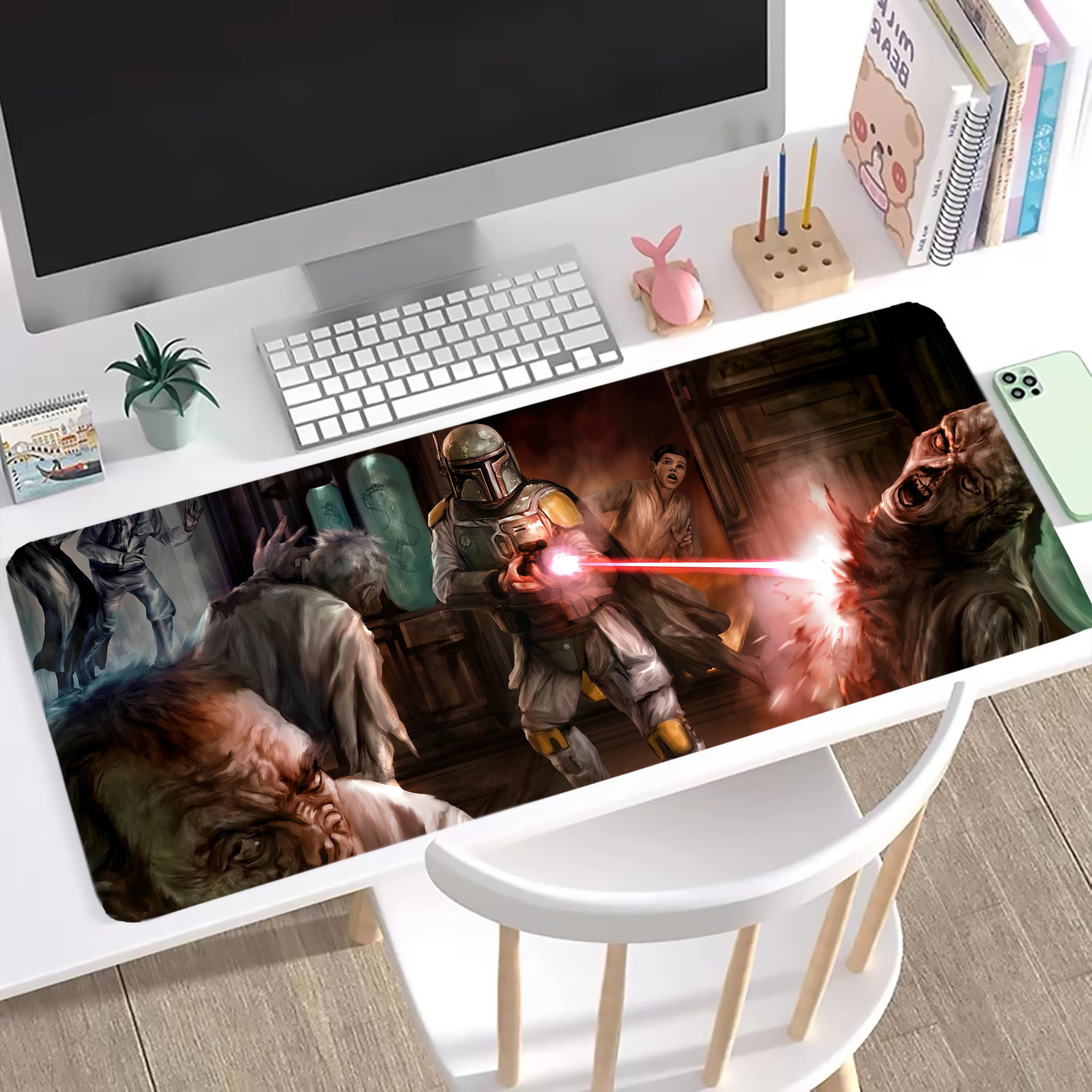（画像用） スター・ウォーズ Star Wars ステッチ加工 大判デスクマット／滑り止めマウスパッド