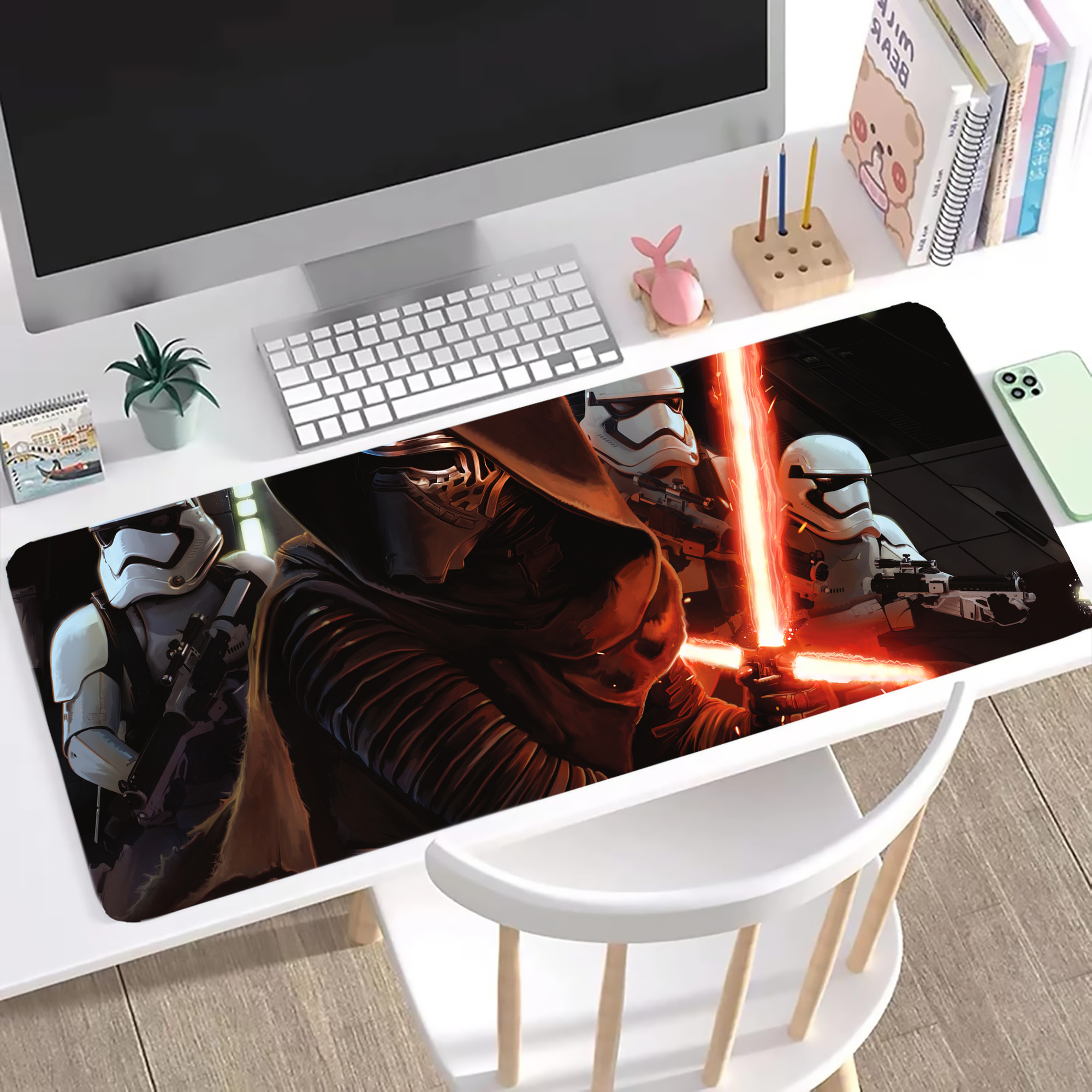 （画像用） スター・ウォーズ Star Wars ステッチ加工 大判デスクマット／滑り止めマウスパッド