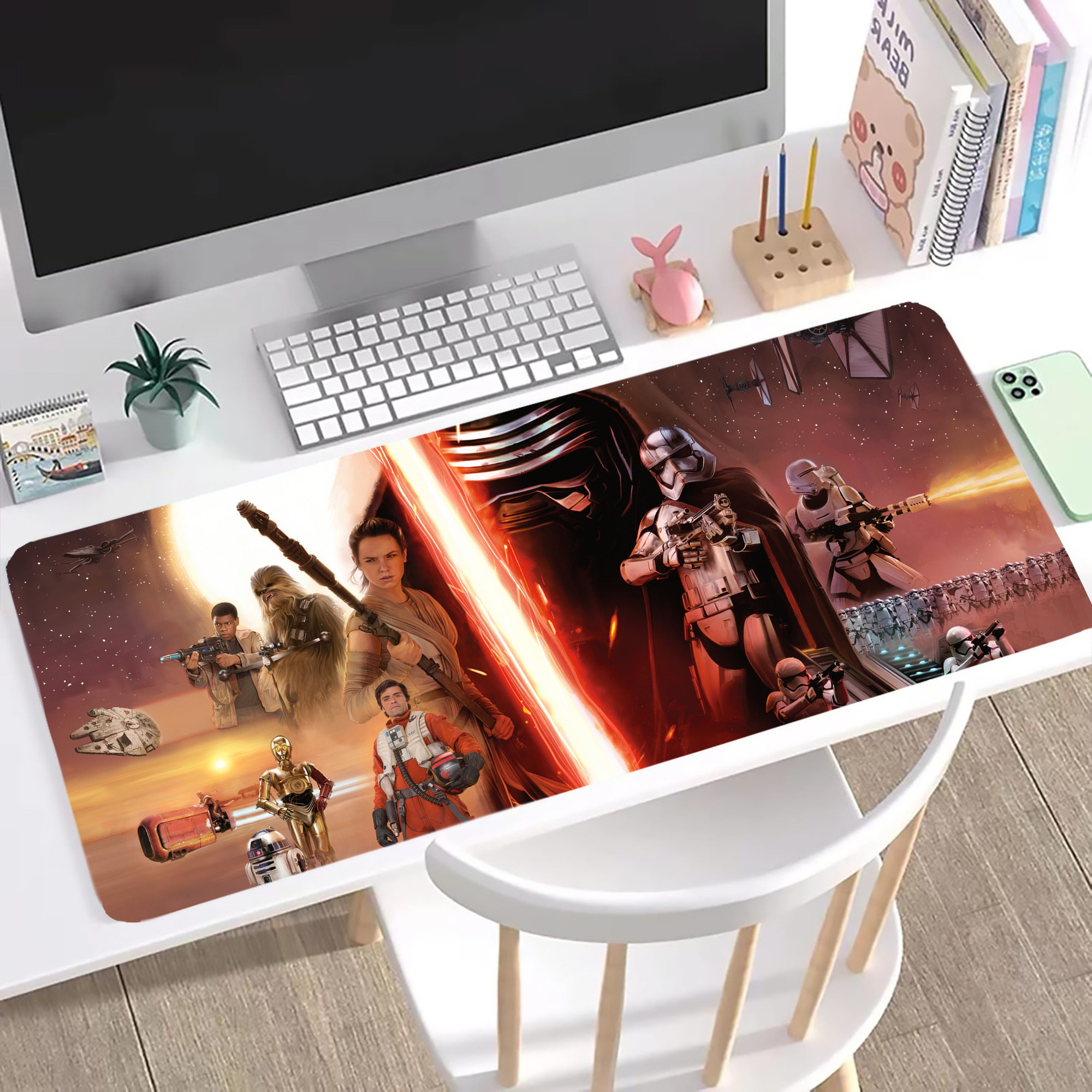 （画像用） スター・ウォーズ Star Wars ステッチ加工 大判デスクマット／滑り止めマウスパッド