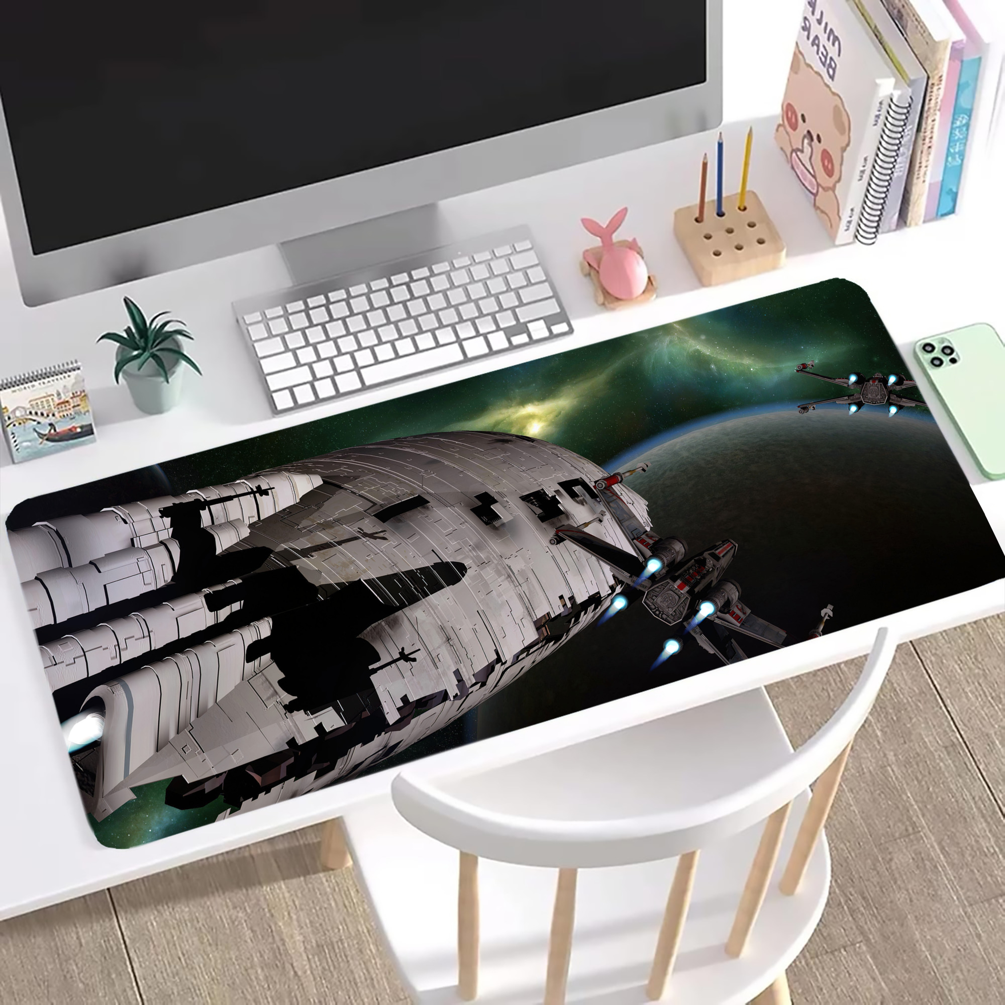 （画像用） スター・ウォーズ Star Wars ステッチ加工 大判デスクマット／滑り止めマウスパッド