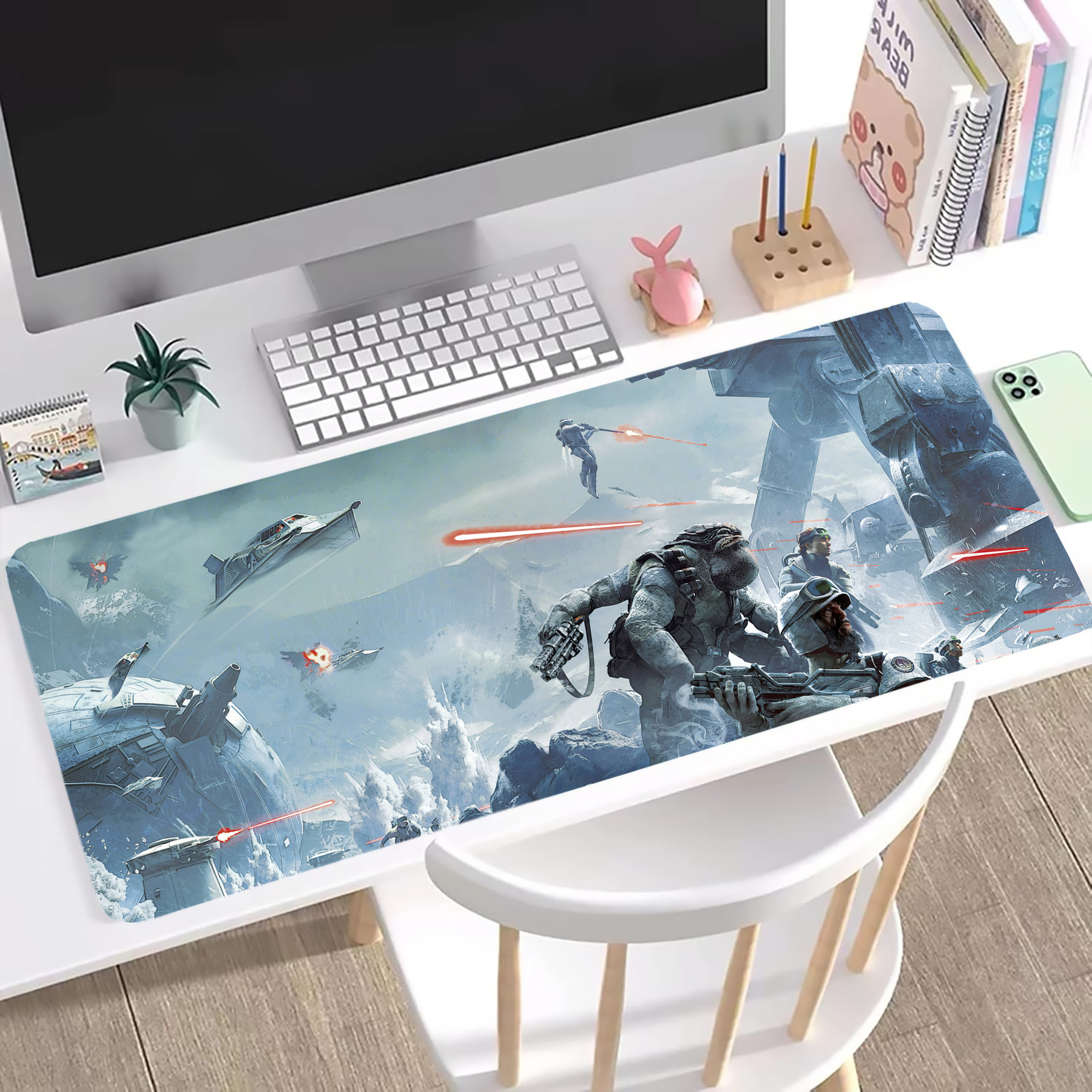 （画像用） スター・ウォーズ Star Wars ステッチ加工 大判デスクマット／滑り止めマウスパッド