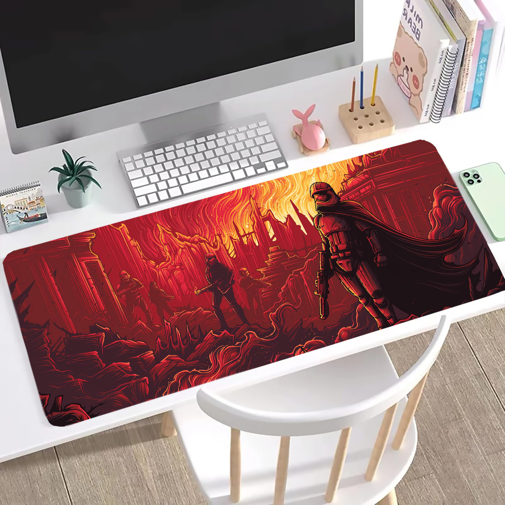 （画像用） スター・ウォーズ Star Wars ステッチ加工 大判デスクマット／滑り止めマウスパッド