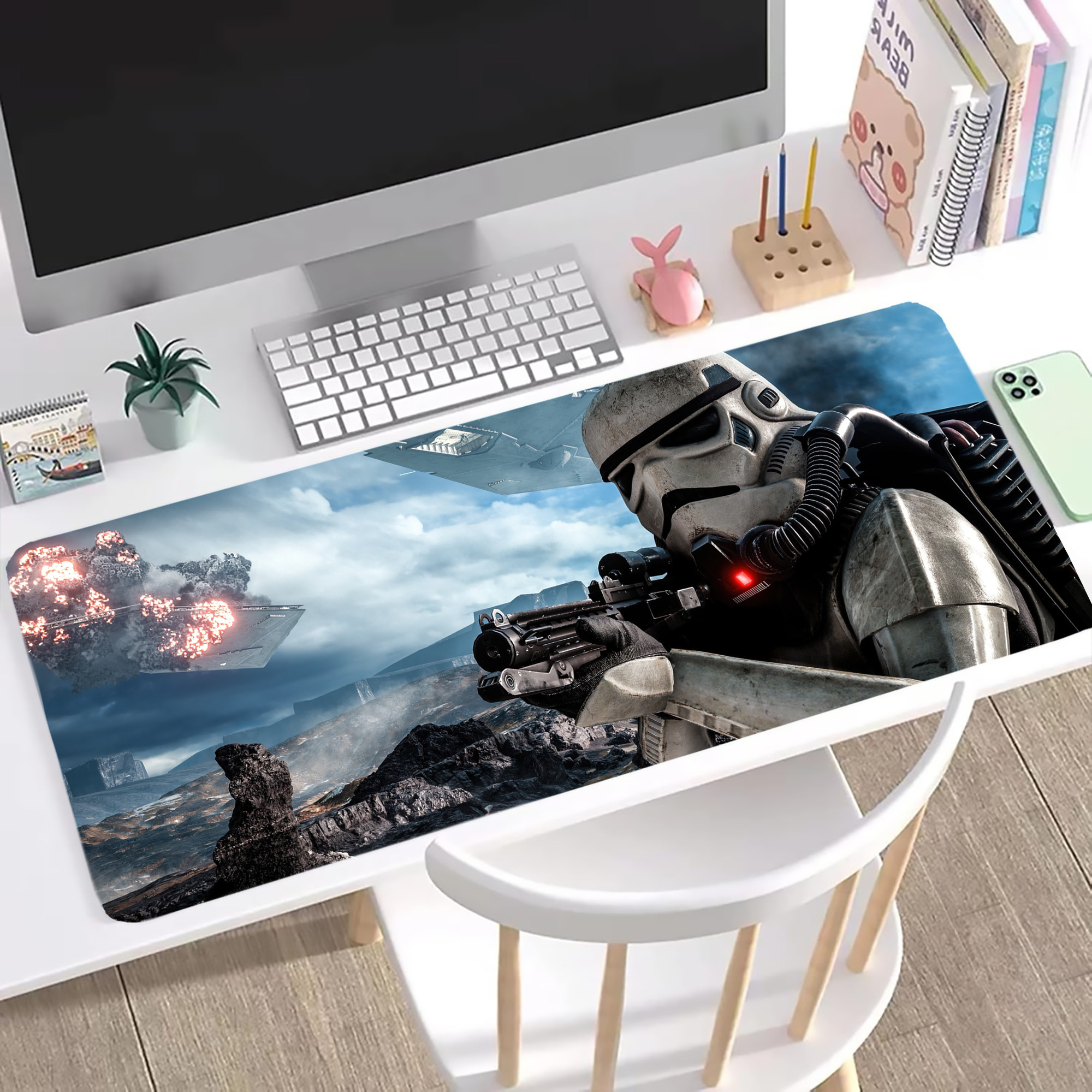 （画像用） スター・ウォーズ Star Wars ステッチ加工 大判デスクマット／滑り止めマウスパッド