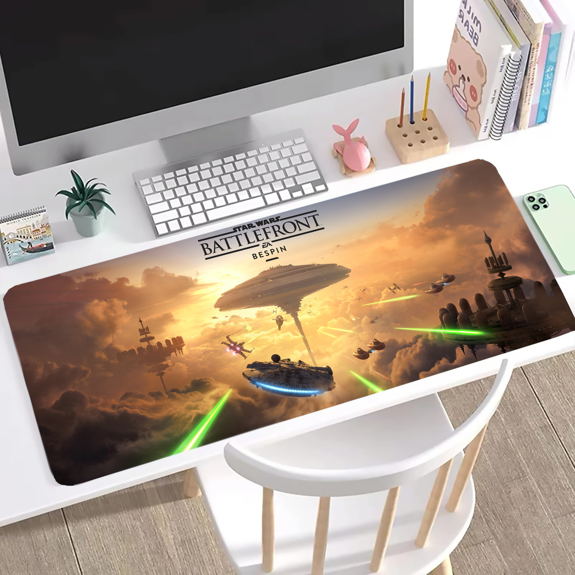 （画像用） スター・ウォーズ Star Wars ステッチ加工 大判デスクマット／滑り止めマウスパッド